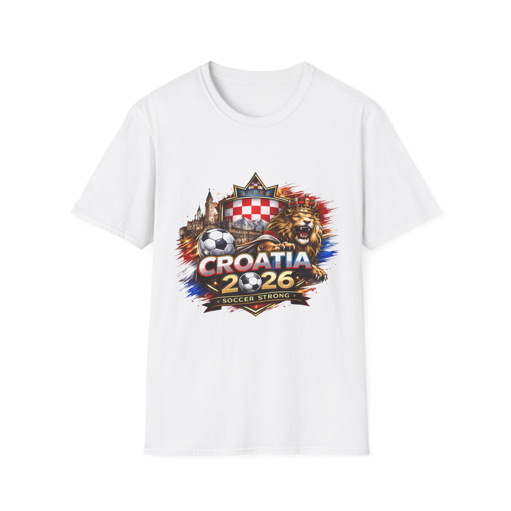 Croatia Soccer T-Shirt 2026 — Croatian Crest, Map & Lion Football Fan Tee