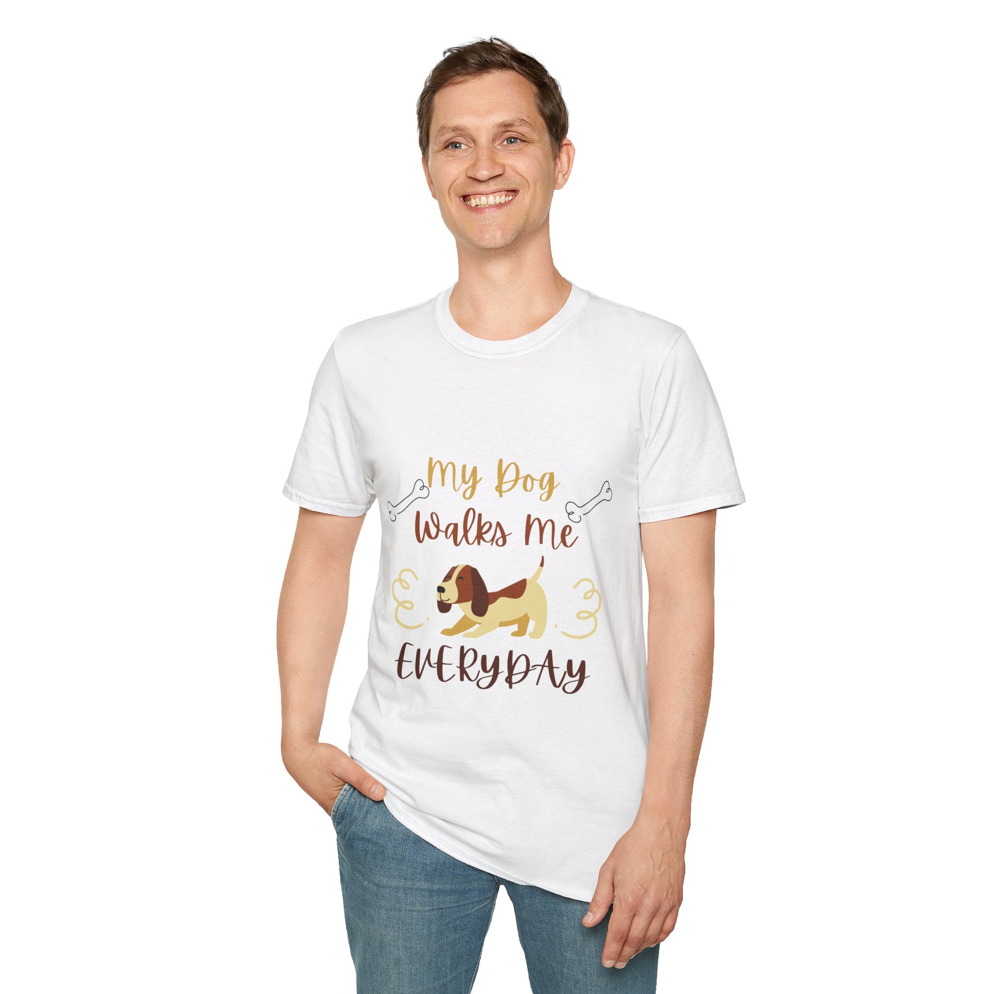 Dog Lover T-Shirt — “My Dog Walks Me Everyday” Cute Beagle Design