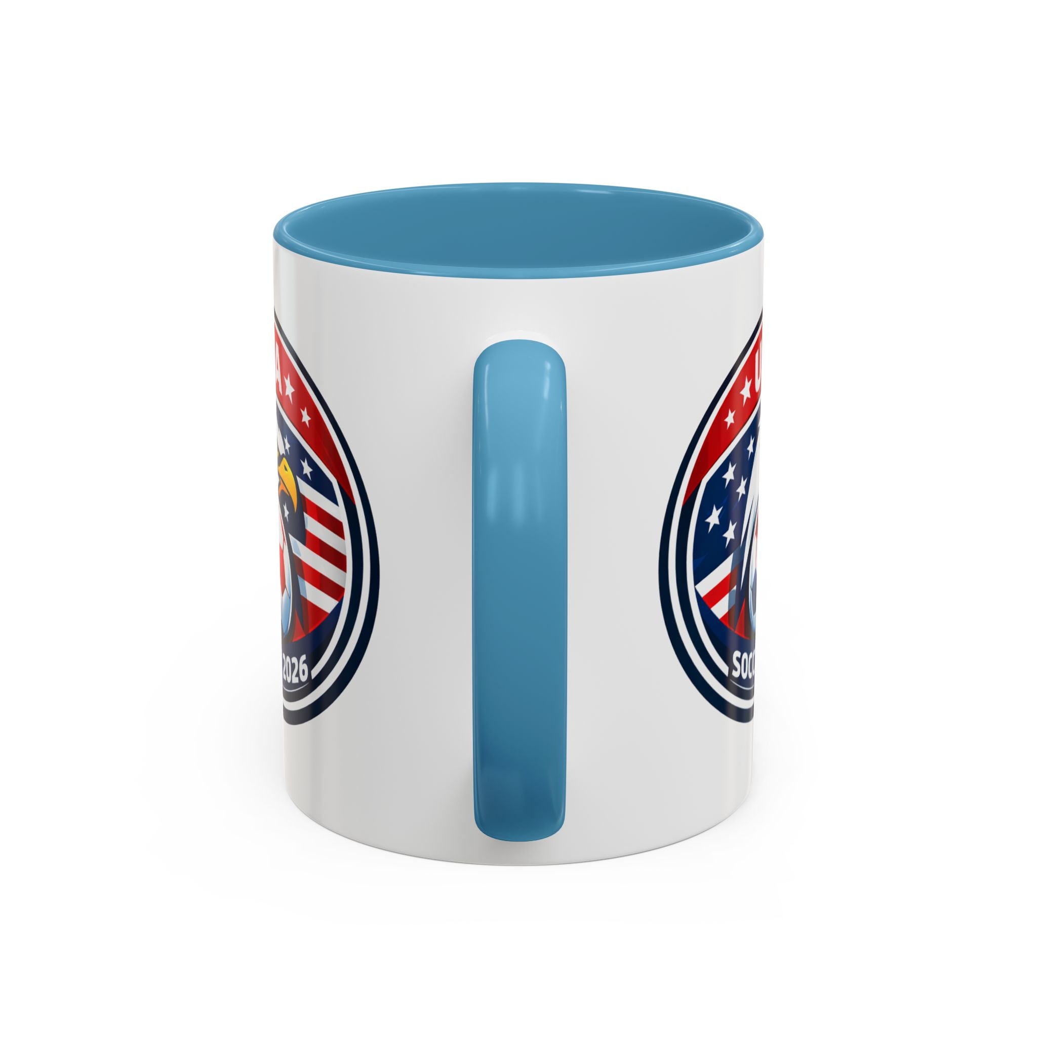 USA Soccer 2026 Accent Coffee Mug — Eagle & Flag Soccer Team Fan Gift (11/15oz)