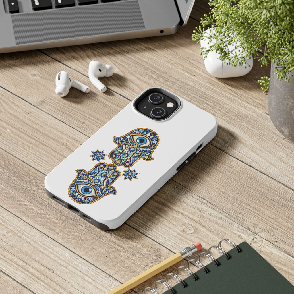Hamsa Eye Tough Phone Case — Blue Mosaic Protective Phone Cover