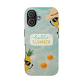 Hello Summer Tough Phone Case - Cute Pineapple & Oranges Beach Design