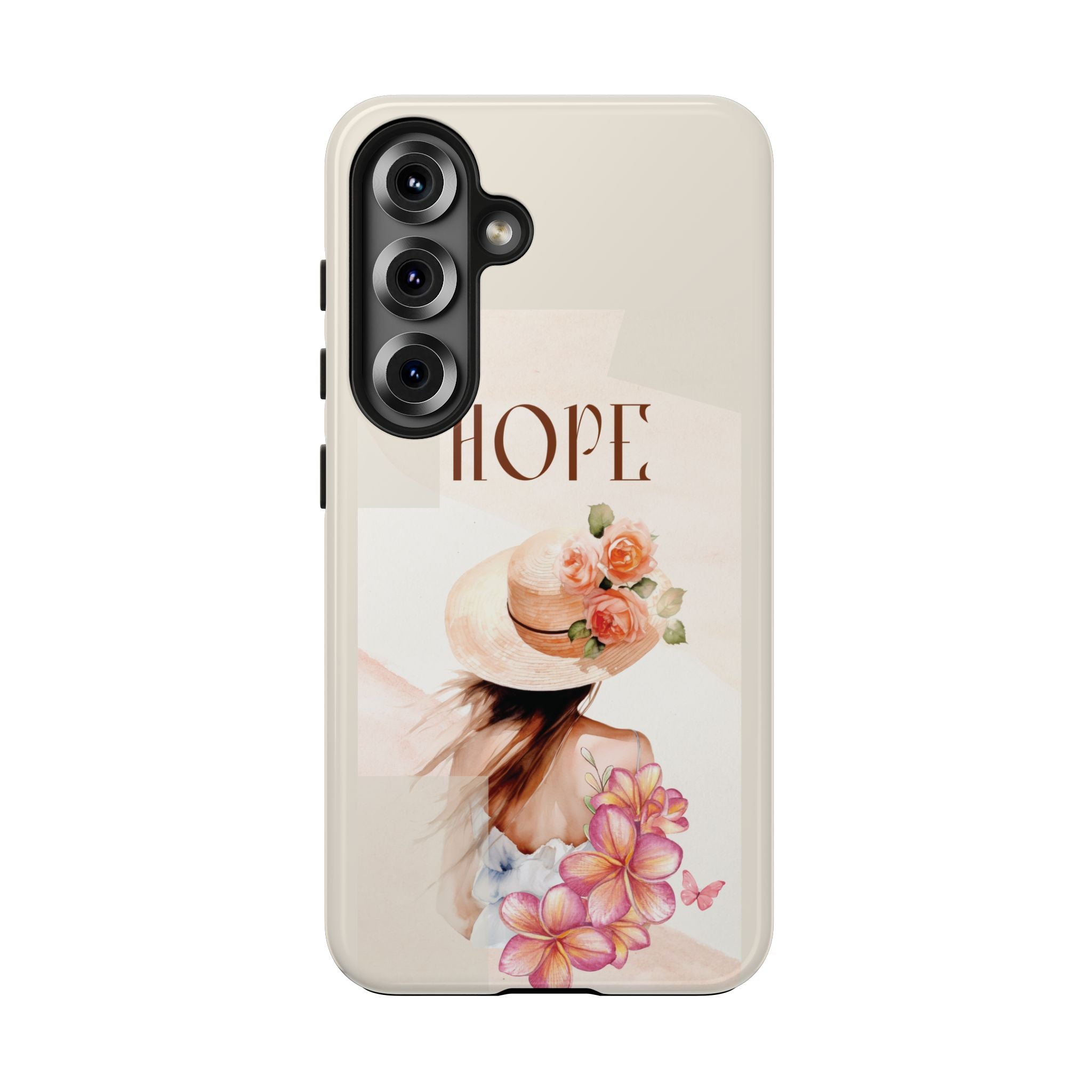 Hope Floral Tough Phone Case — Protective iPhone Case with Watercolor Girl & Flowers