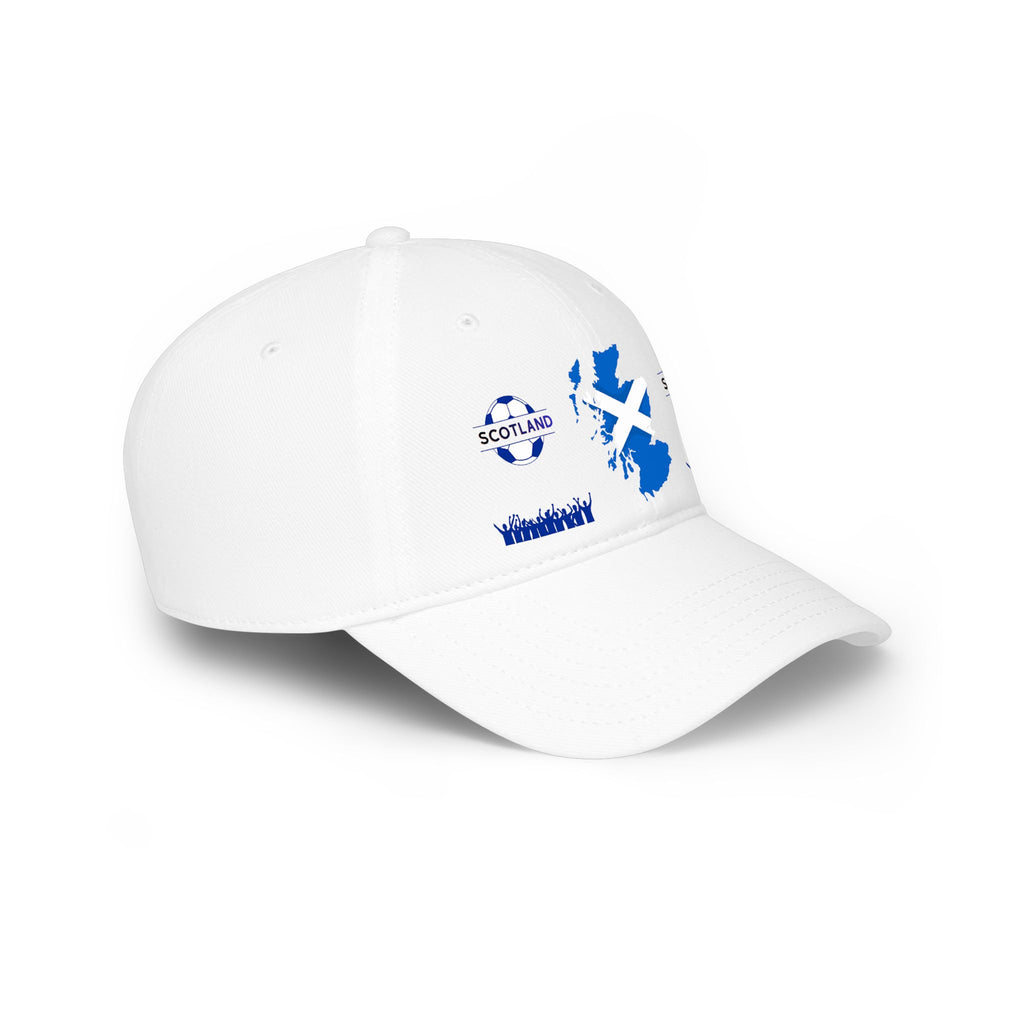 Scotland Soccer Fan Cap — Scottish Flag & Football Silhouette Low Profile Baseball Hat