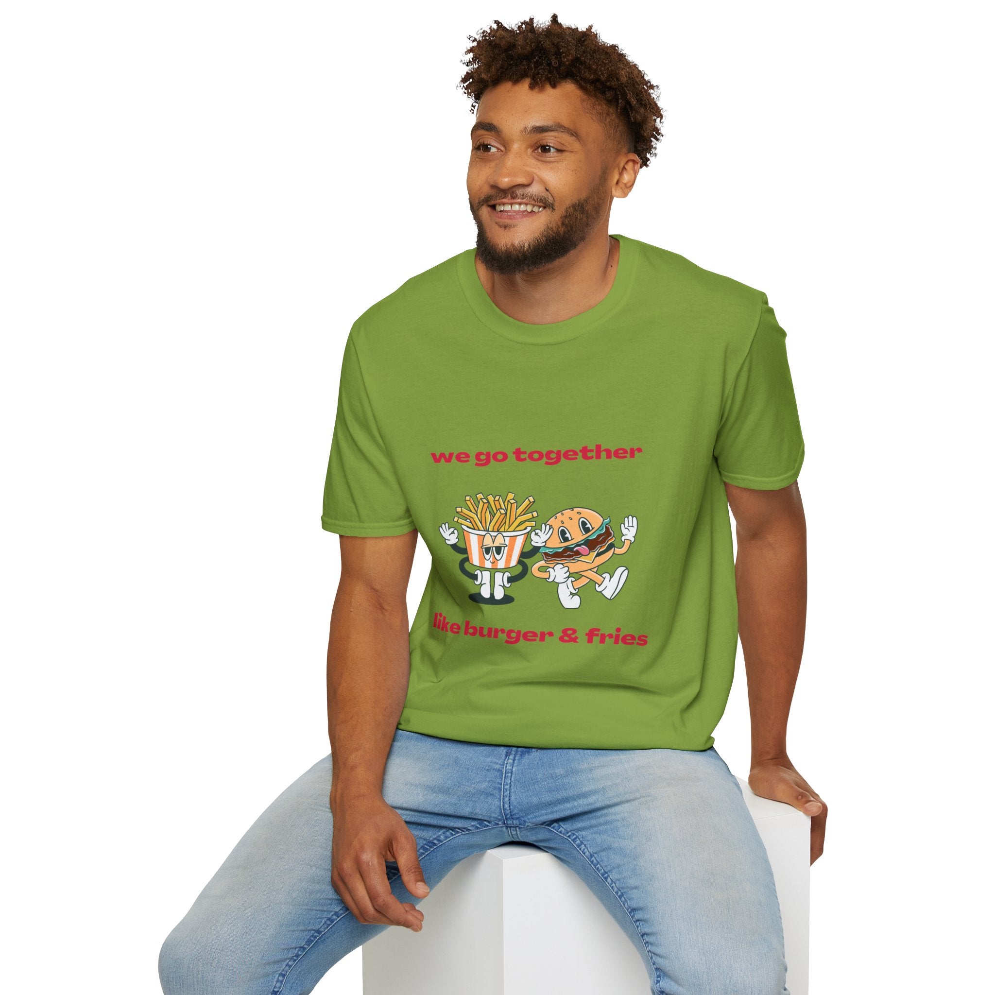 Burger & Fries Graphic T-Shirt — "We Go Together" Cute Matching Tee