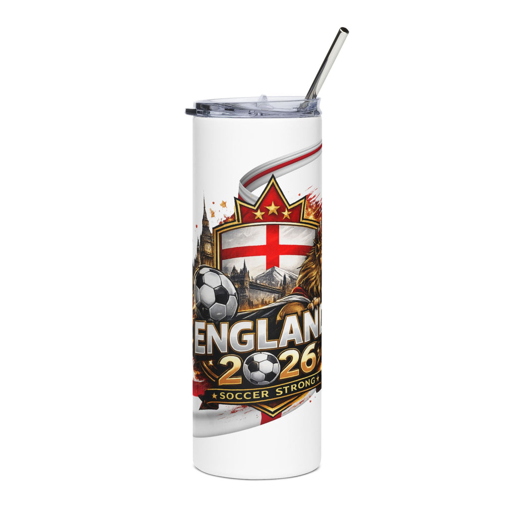 England Soccer 20oz Stainless Steel Tumbler — 'England 2026' Football Travel Cup