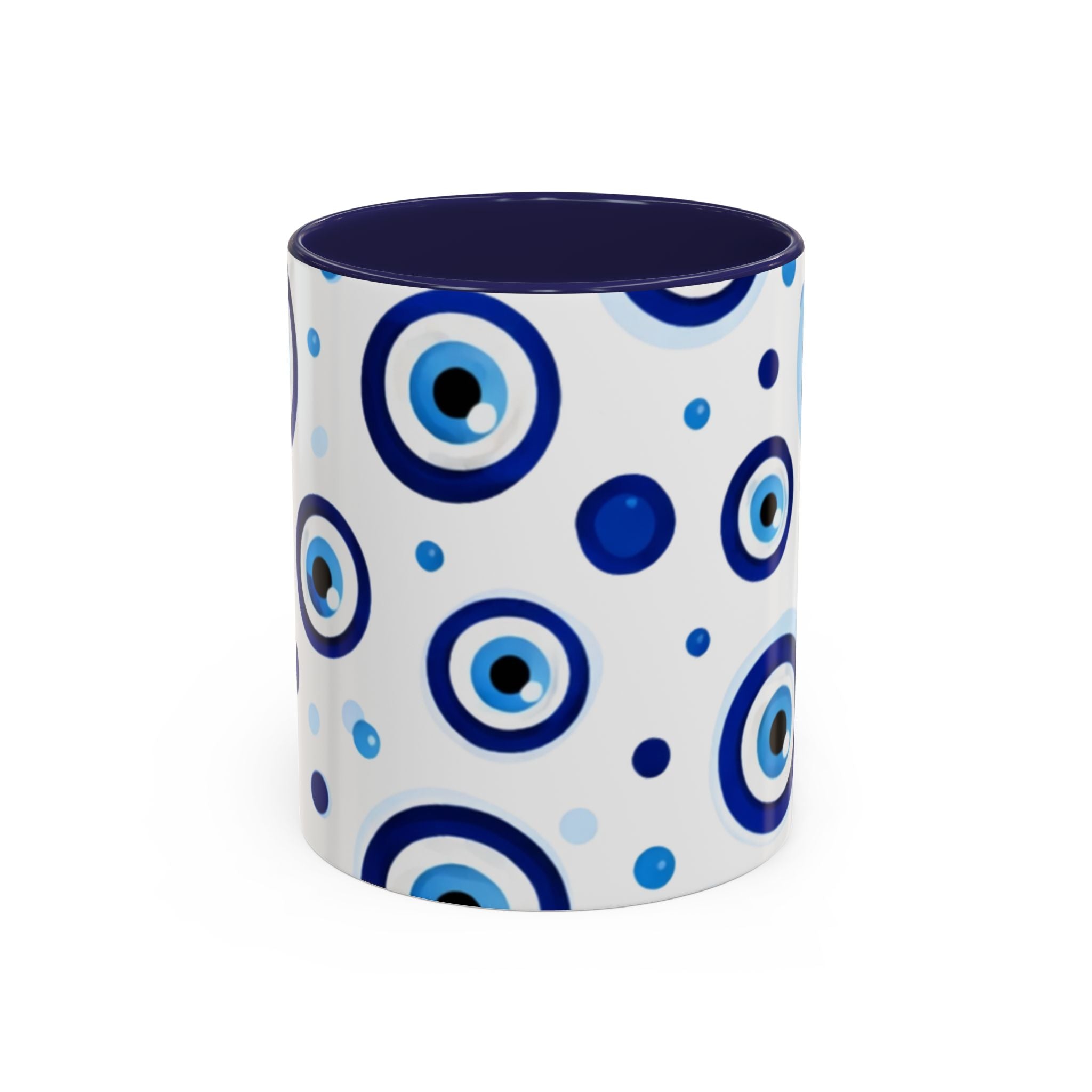 Evil Eye Accent Coffee Mug – Blue Nazar Protection Ceramic Cup (11/15oz)