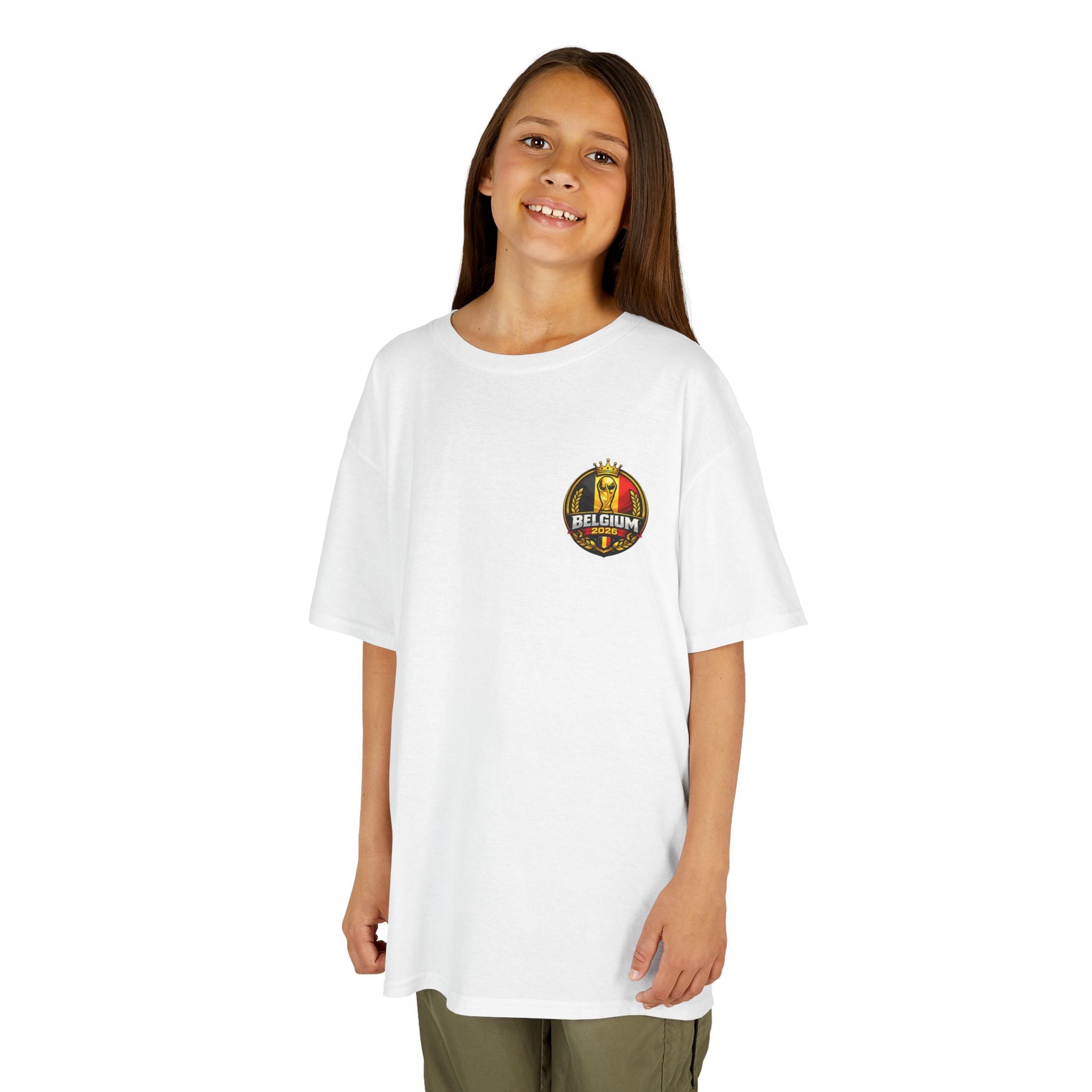 Belgium Kids T‑Shirt – Vintage Flag & Trophy Soccer Tee