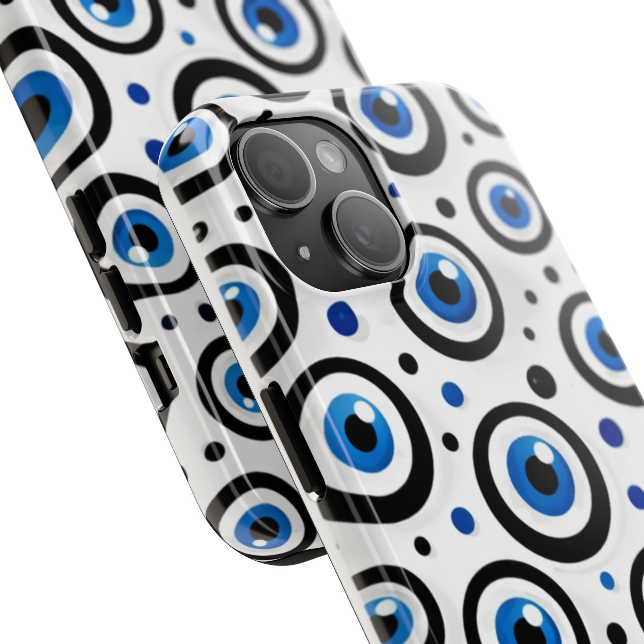 Blue Evil Eye Pattern Tough Phone Case — Protective Ceramic Nazar Design