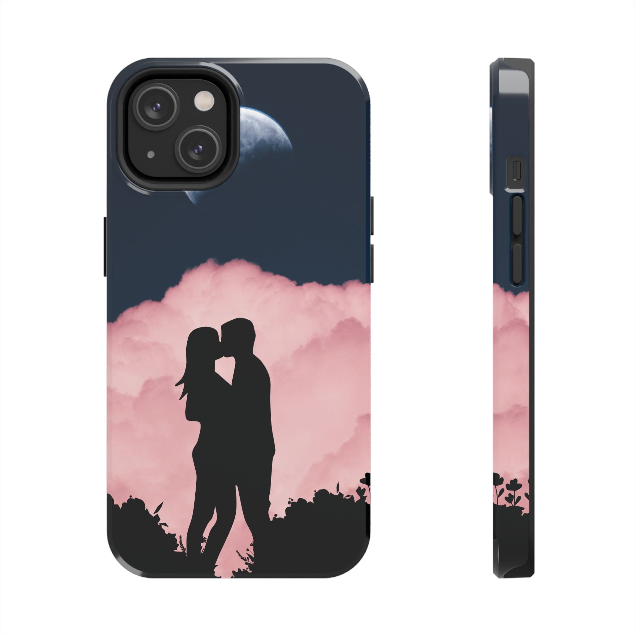 Tough Phone Case — Romantic Couple Silhouette with Moon & Pink Cloud