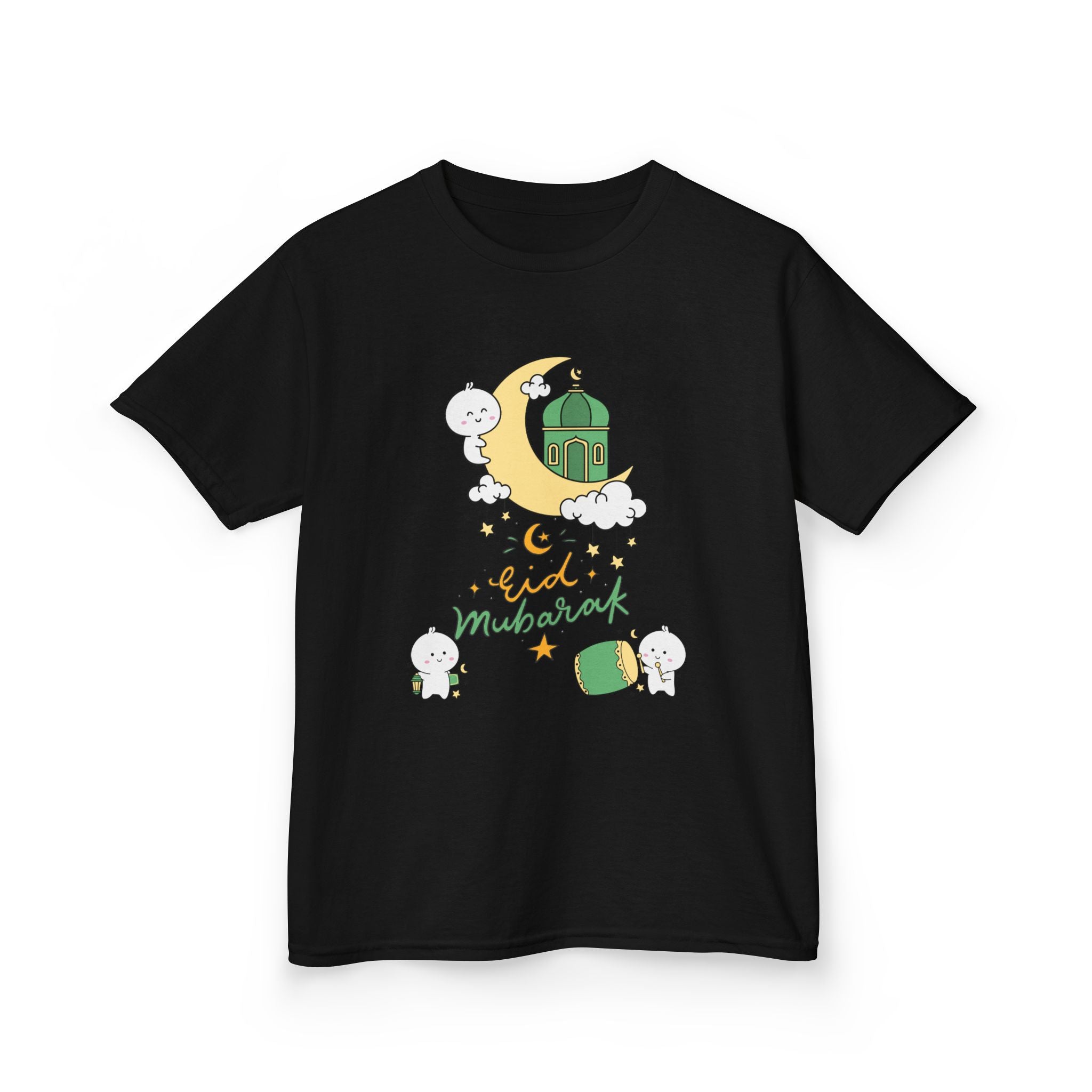 Kids Eid Mubarak Tee — Cute Crescent Moon & Mosque Ramadan Shirt