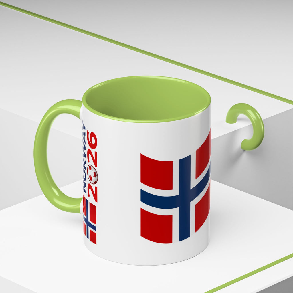 Norway Flag Accent Coffee Mug – Norway 2026 Soccer Fan Ceramic Mug (11/15oz)