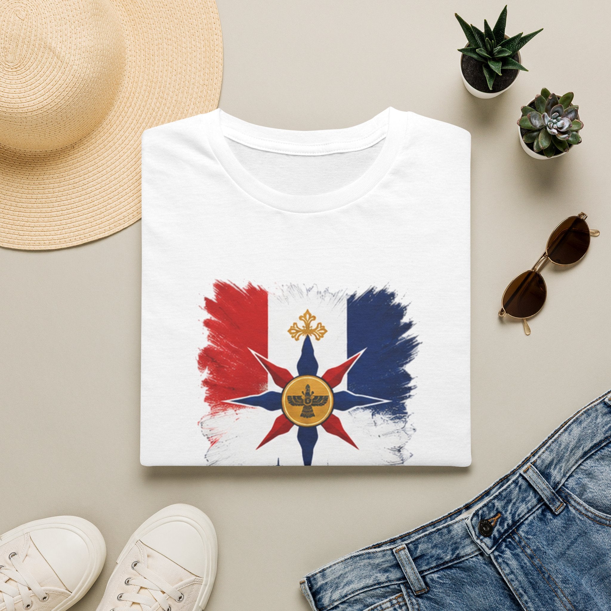 Chaldean Heritage T-Shirt — Mesopotamia Cross Flag Design