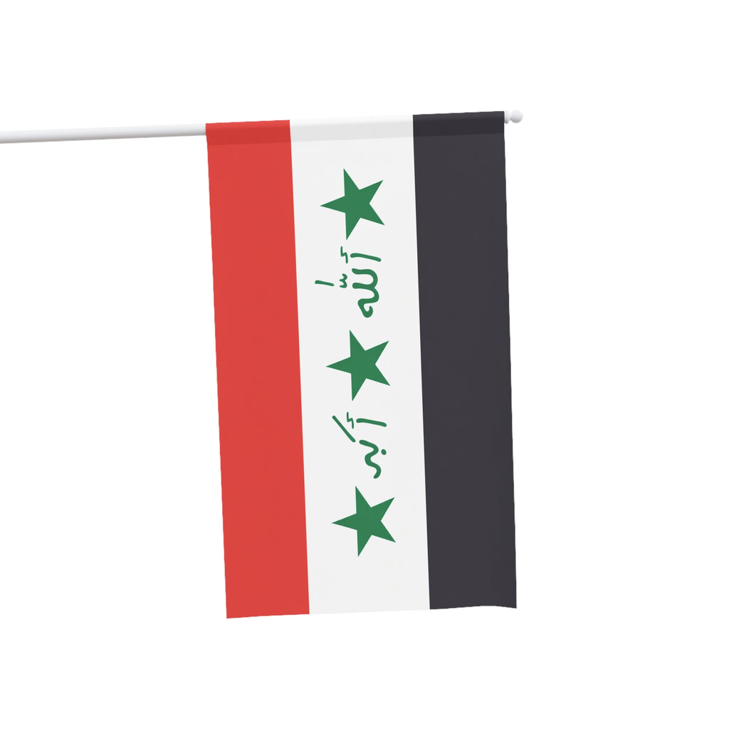 Iraq Flag House Banner – Vertical Garden & Porch Flag with Arabic Takbir and Green Stars