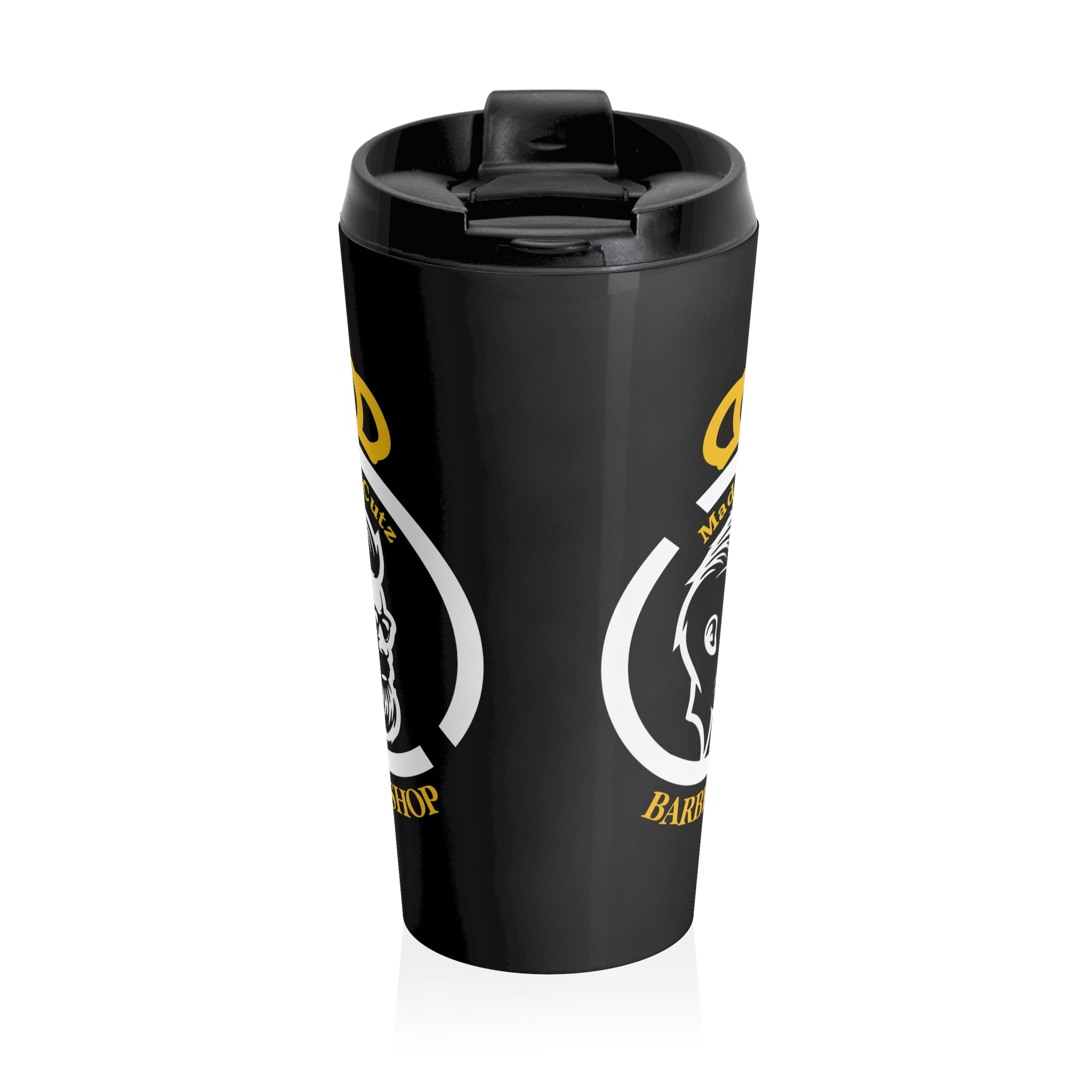 Madrid Cutz  Skull Stainless Steel Travel Mug — Black Insulated Coffee Tumbler for Barbers