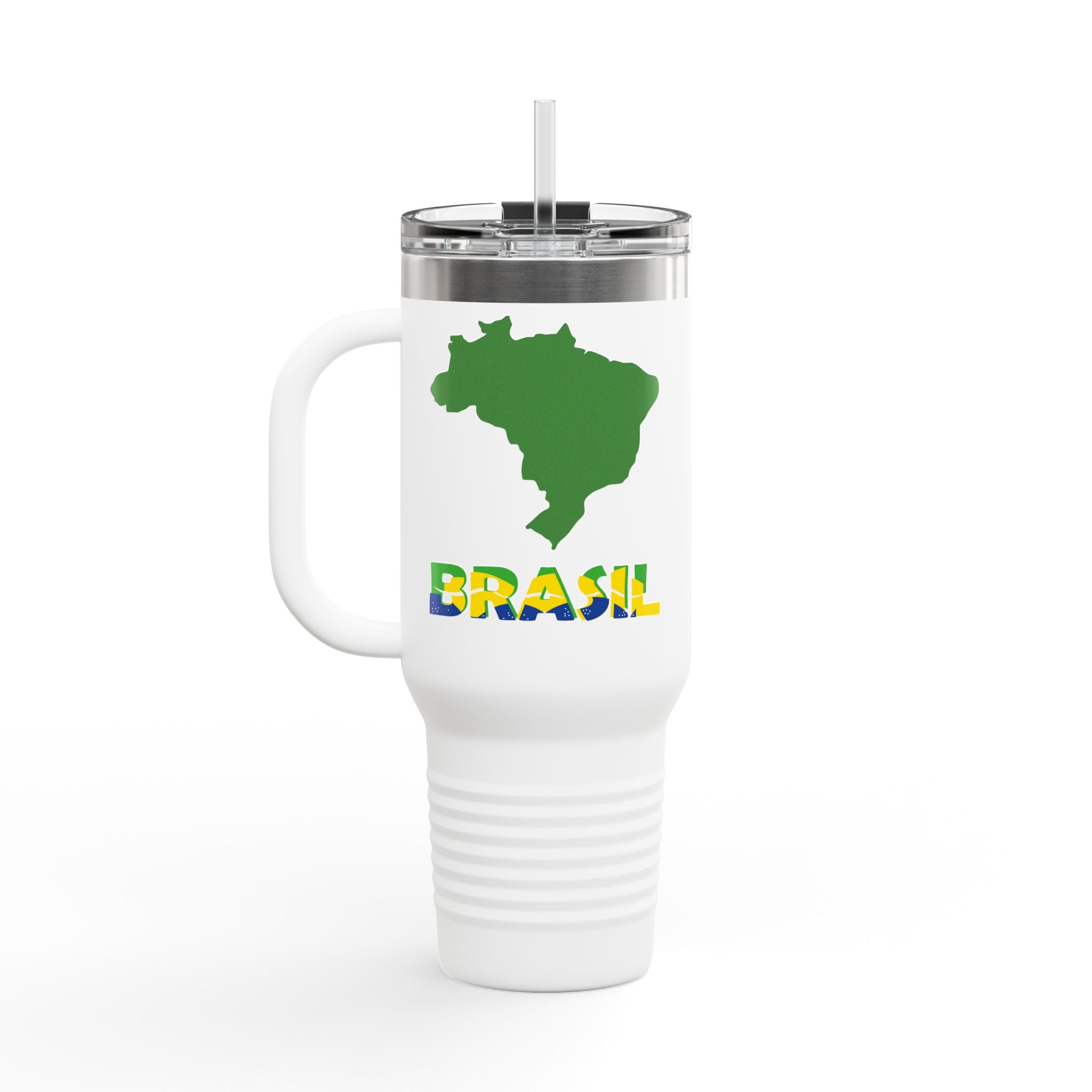 Brazil Map 40oz Insulated Travel Mug - Brazil Pride Stainless Tumbler
