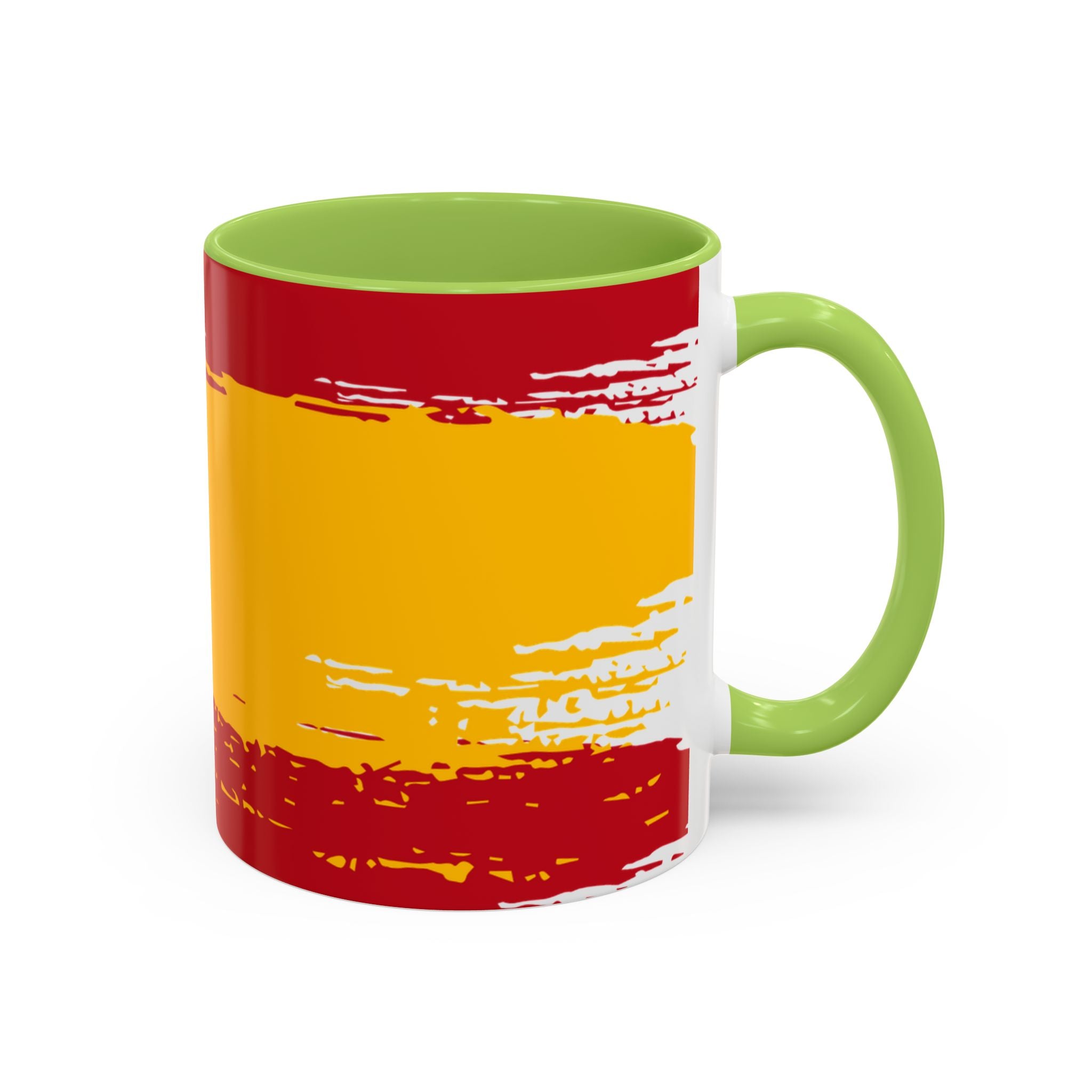 Spanish Flag Accent Coffee Mug – Bold Red & Gold Brushstroke Ceramic Mug