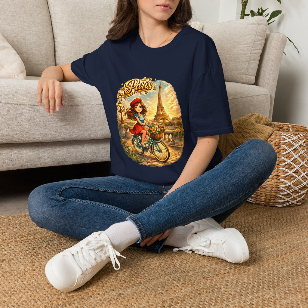 Paris Retro Bicycle T-Shirt — Vintage Eiffel Tower Travel Tee