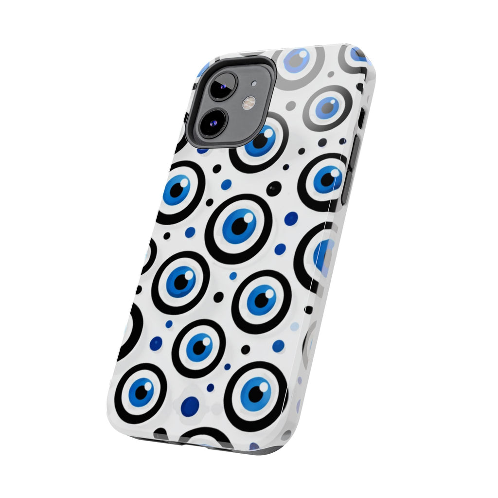 Blue Evil Eye Pattern Tough Phone Case — Protective Ceramic Nazar Design