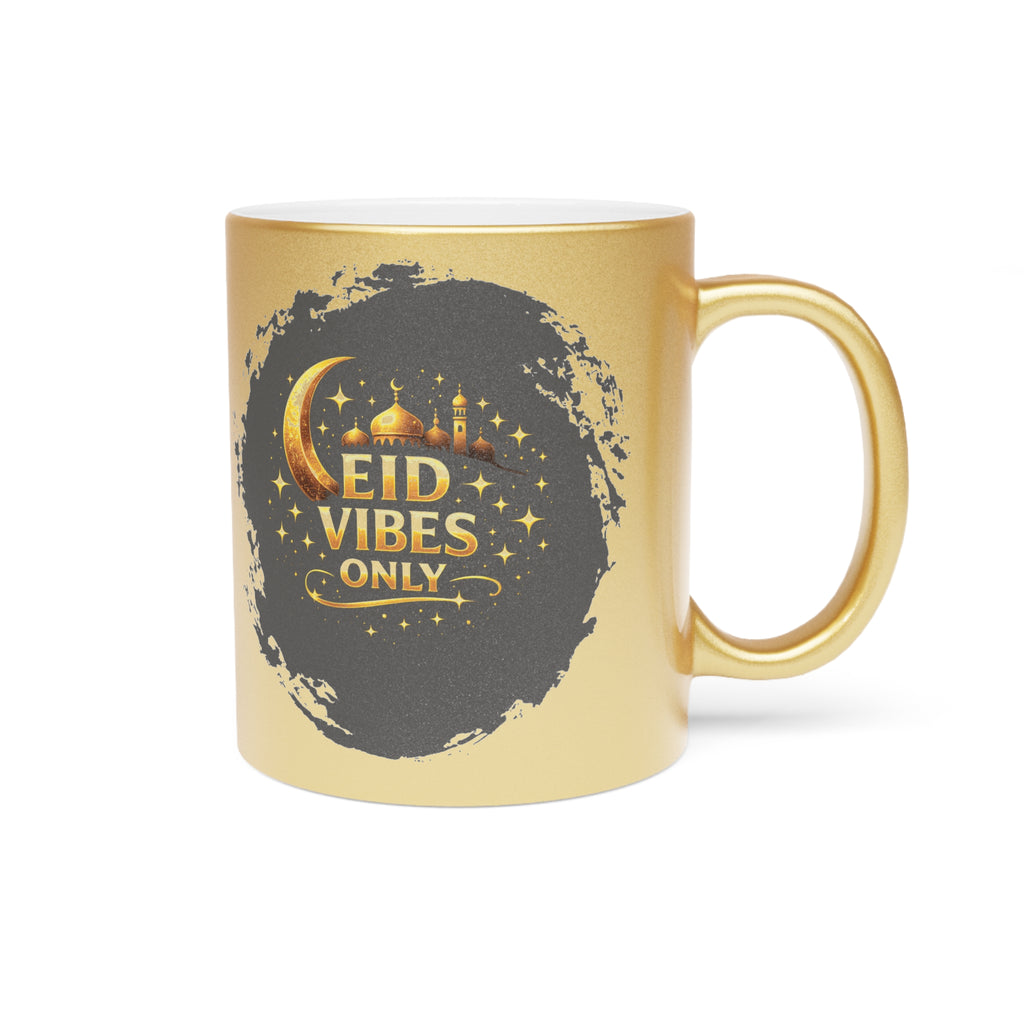 Eid Vibes Metallic Mug — Gold/Silver Ramadan Celebration Coffee Cup