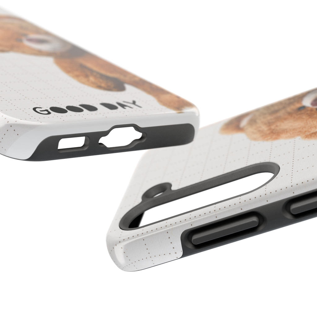 Teddy Bear Tough Phone Case — Cute Plush Peeking Design, Protective Shockproof Cover