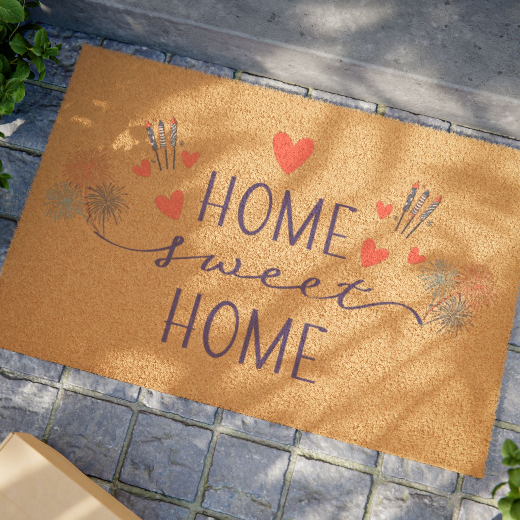 Home Sweet Home Doormat — Floral Heart Welcome Mat