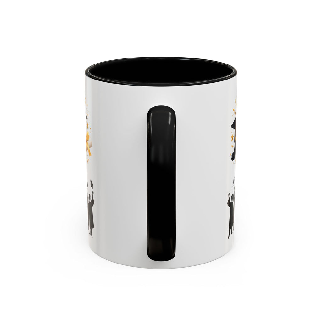 Graduation Celebration Coffee Mug — Cap, Diploma & Tossed Caps Design