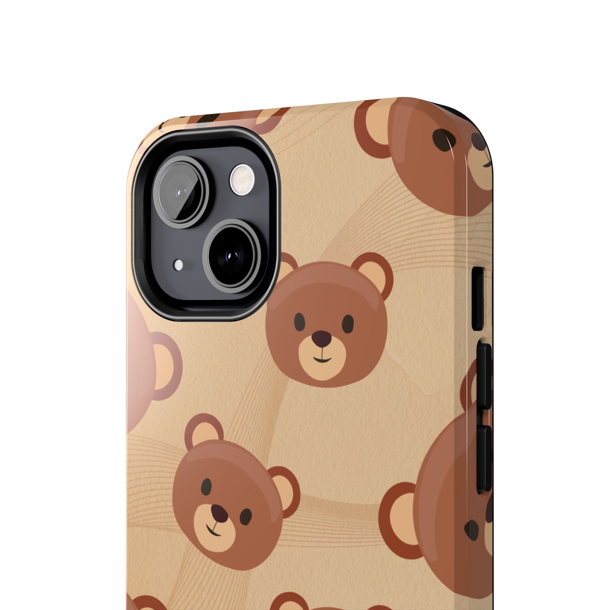 Bear Pattern Tough Phone Case — Cute Brown Bear Protective Phone Cover