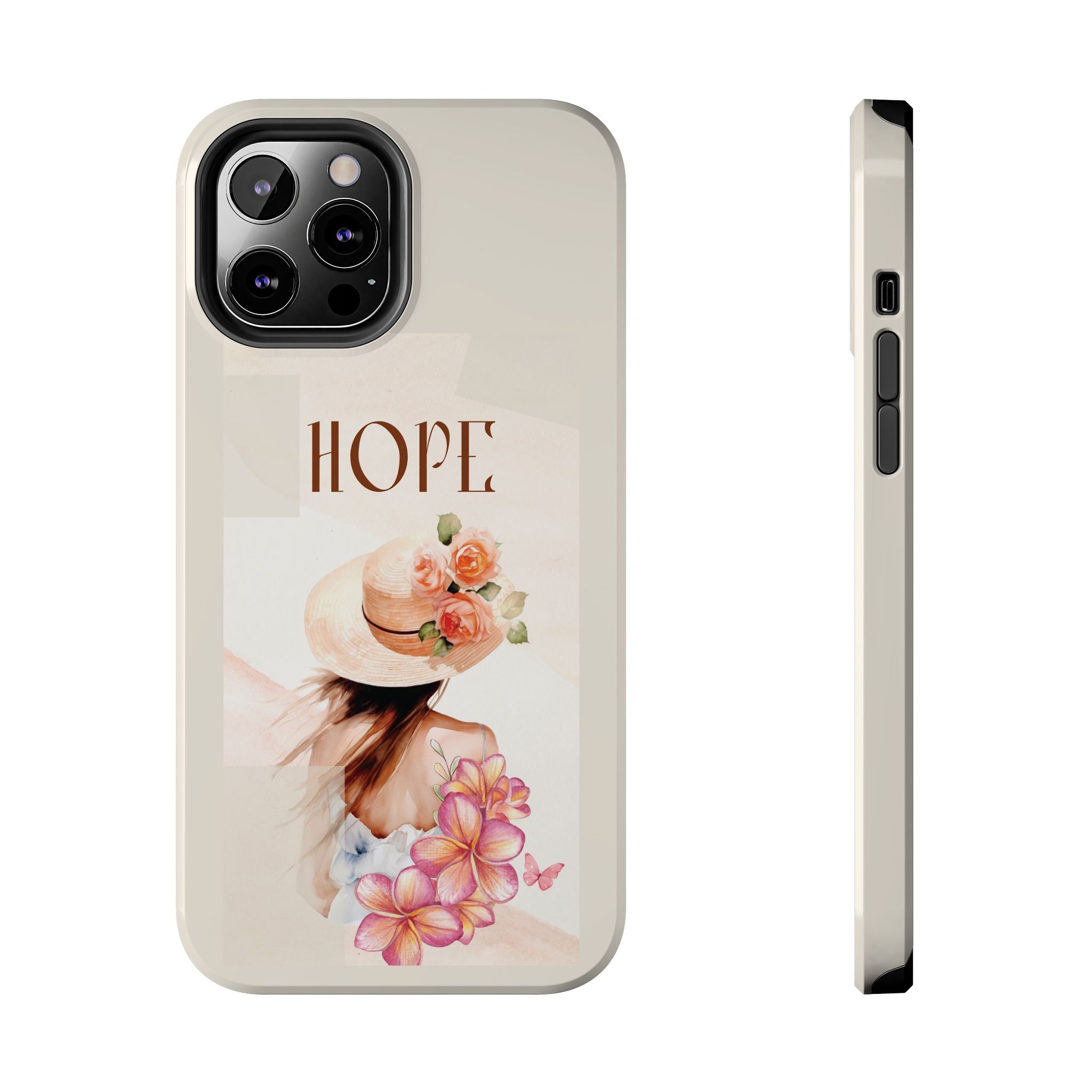 Hope Floral Tough Phone Case — Protective iPhone Case with Watercolor Girl & Flowers