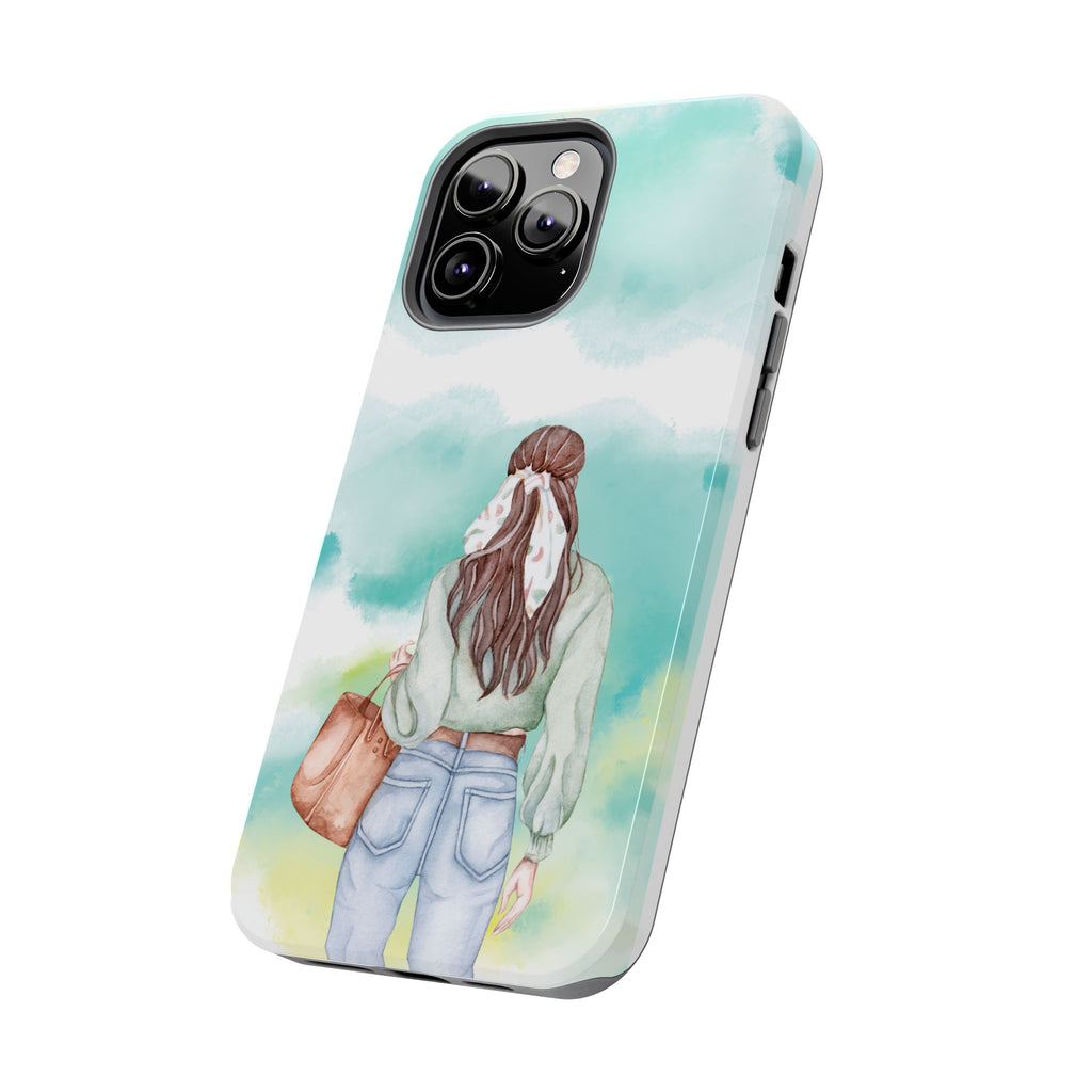 Watercolor Girl Tough Phone Case — Trendy Pastel Back-to-School Protective Cover