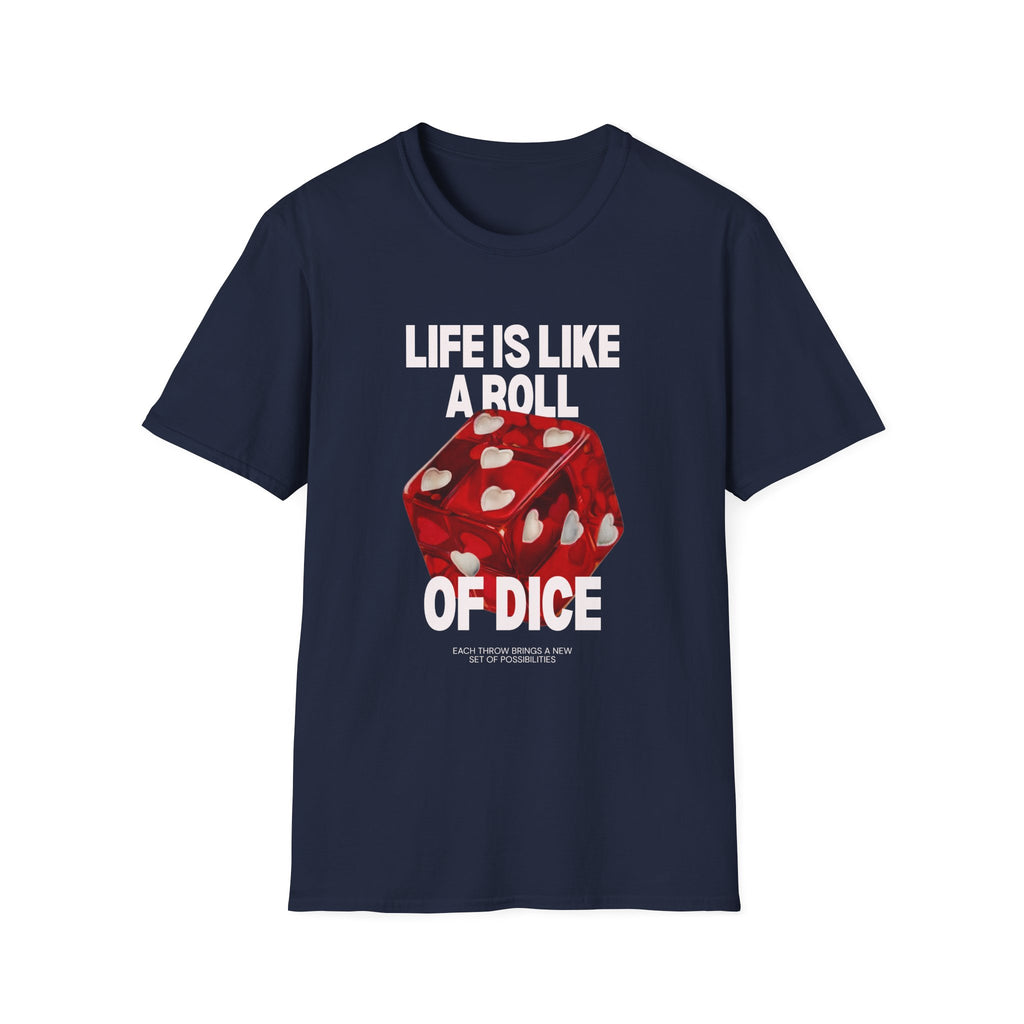 Dice T-Shirt — Red Heart Dice Graphic Tee (Love Dice Design)