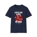 Dice T-Shirt — Red Heart Dice Graphic Tee (Love Dice Design)