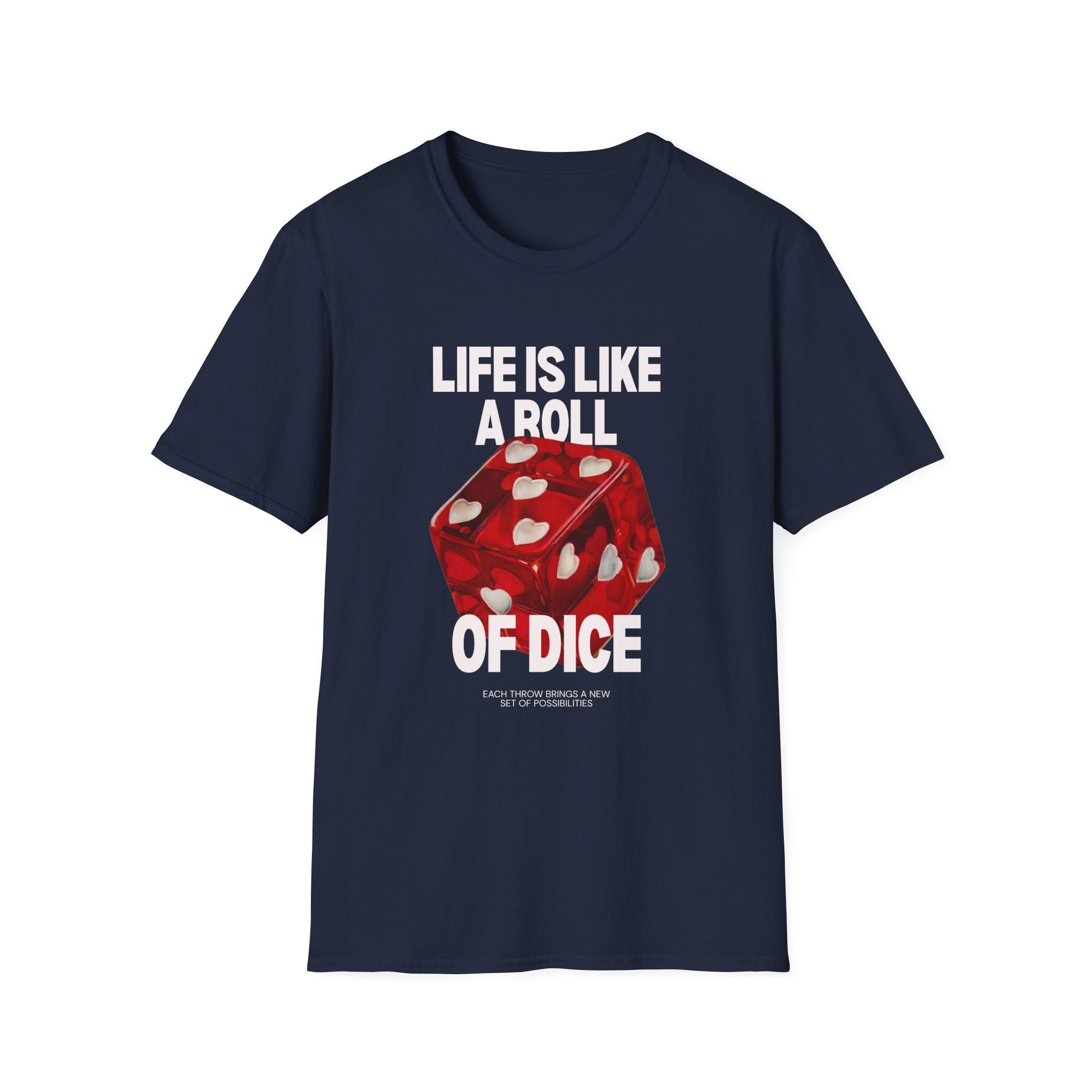 Dice T-Shirt — Red Heart Dice Graphic Tee (Love Dice Design)