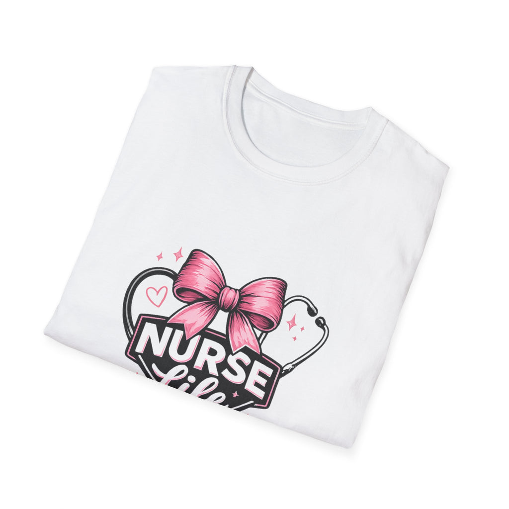 Nurse Life T-Shirt – Healing with Heart Stethoscope & Bow Design