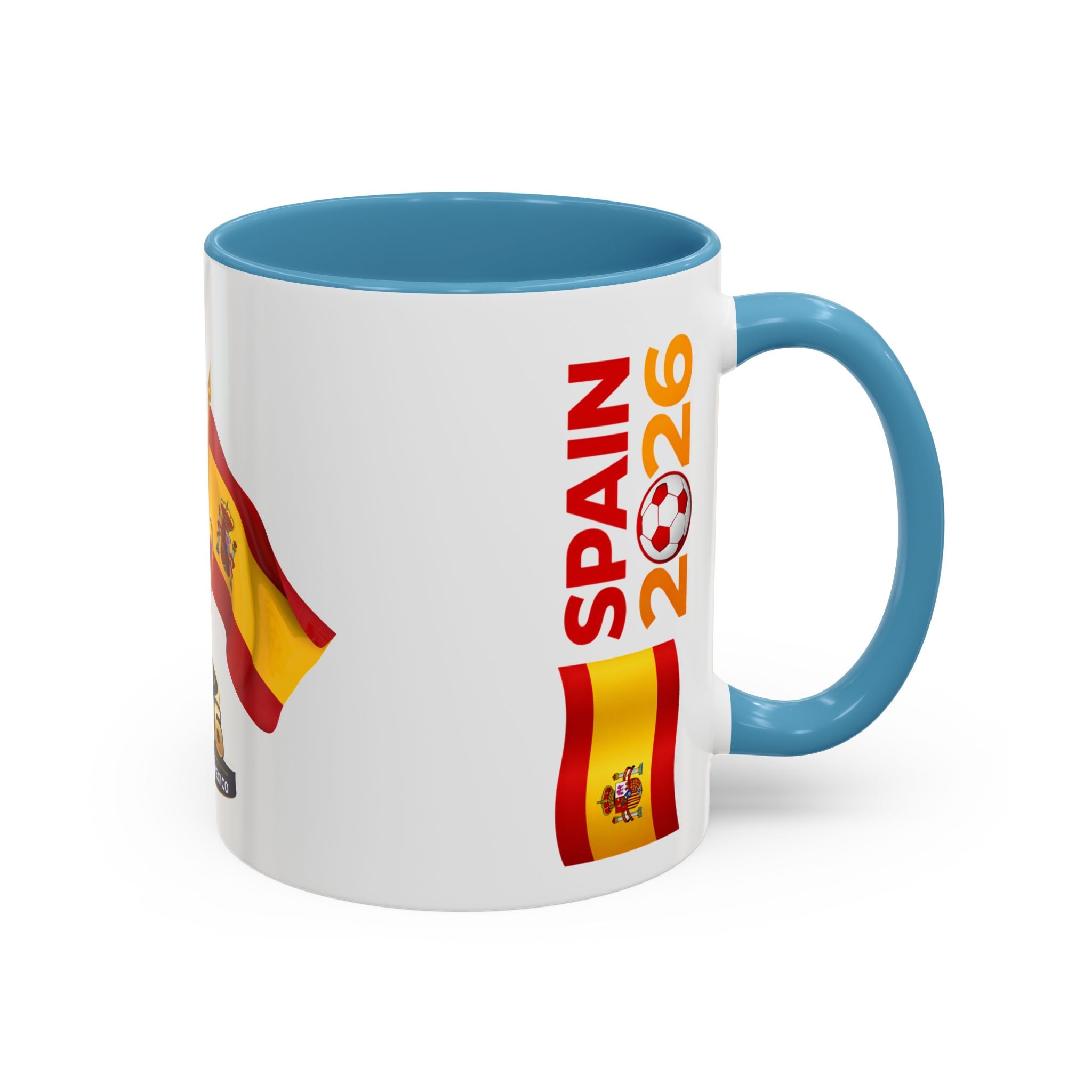 Spain 2026 Soccer Trophy Accent Coffee Mug — Spain Flag Football Fan Gift (11/15oz)