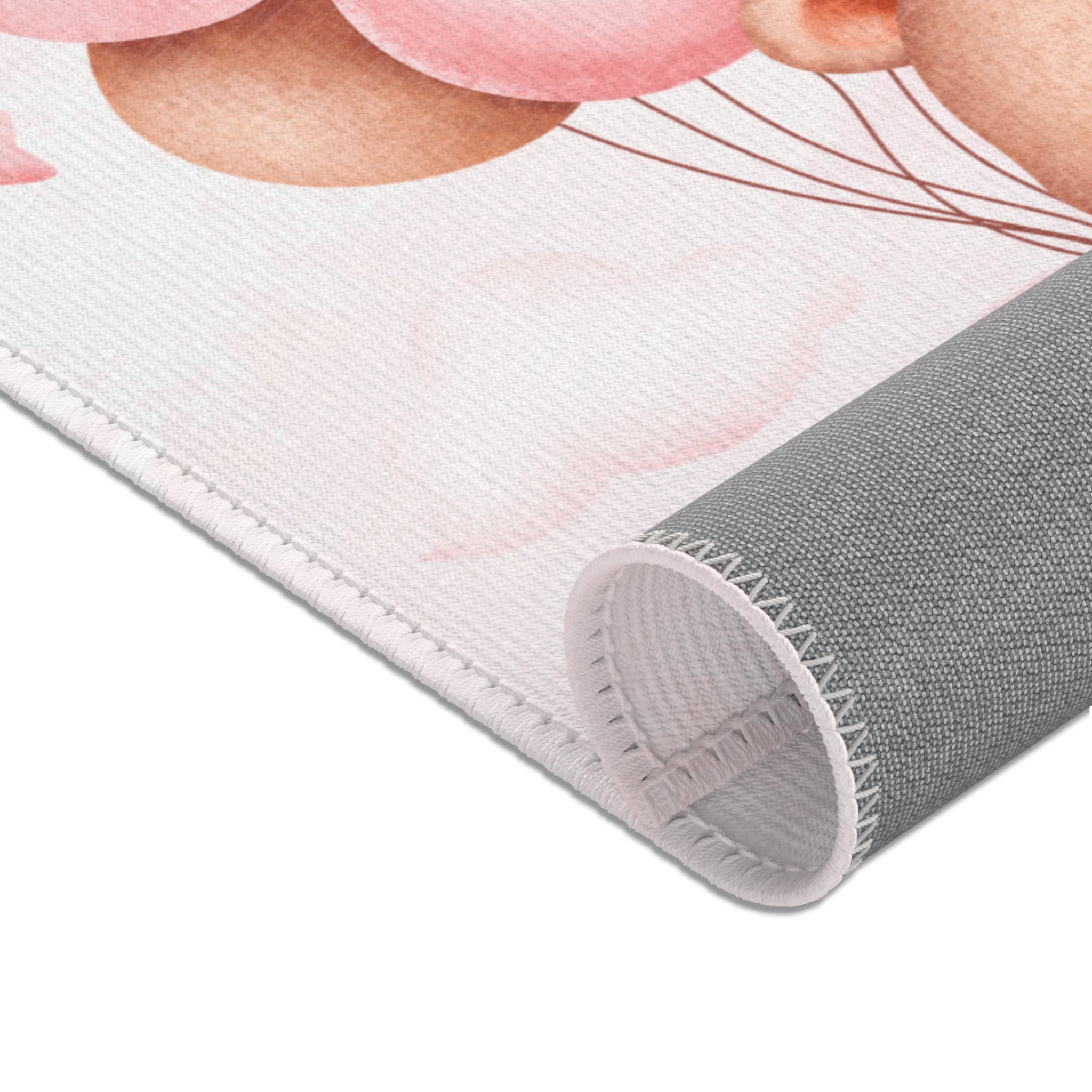 Baby Bear Balloon Pink Nursery Area Rug — Cute Plush Teddy on Clouds