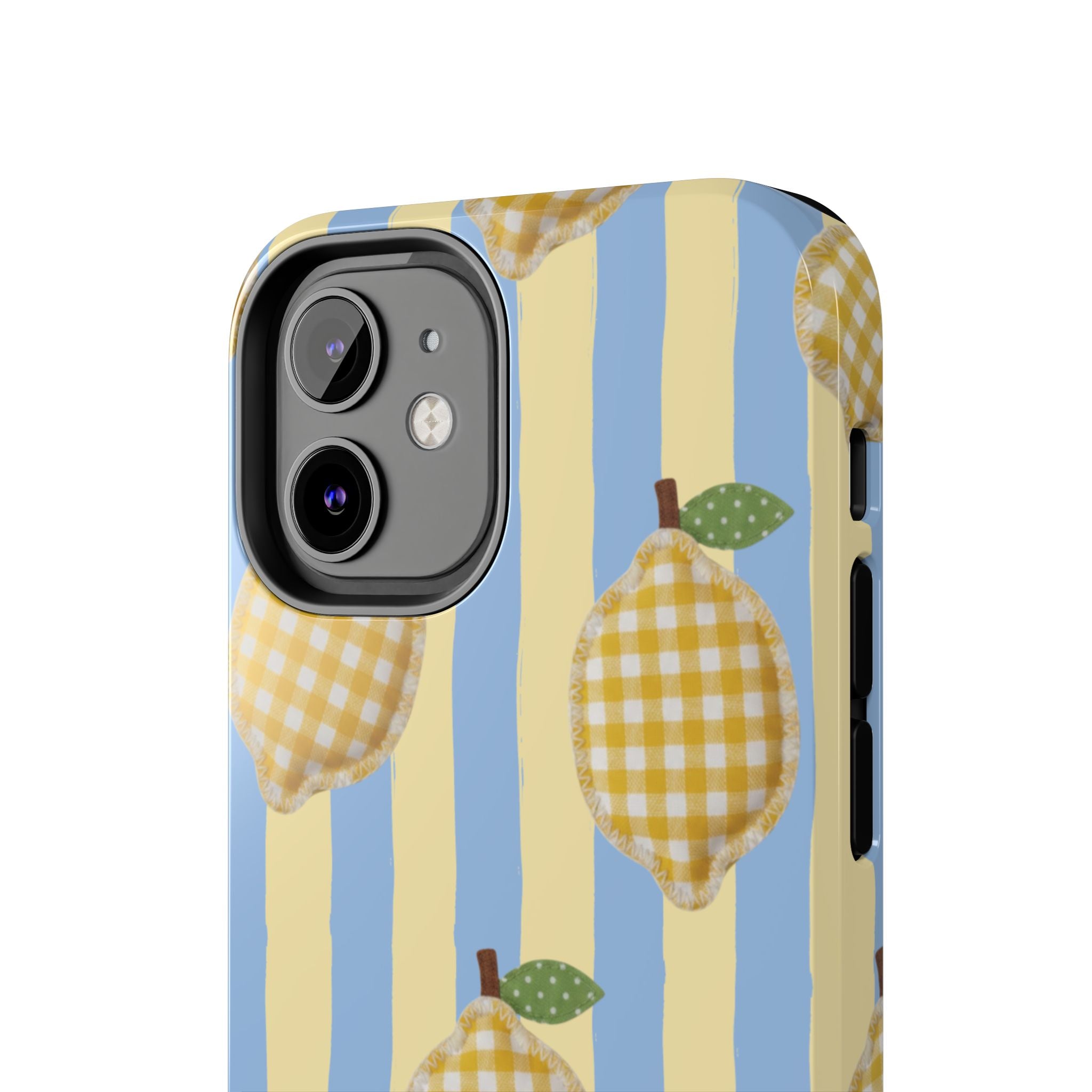 Tough Phone Case — Blue & Yellow Gingham Lemon Design