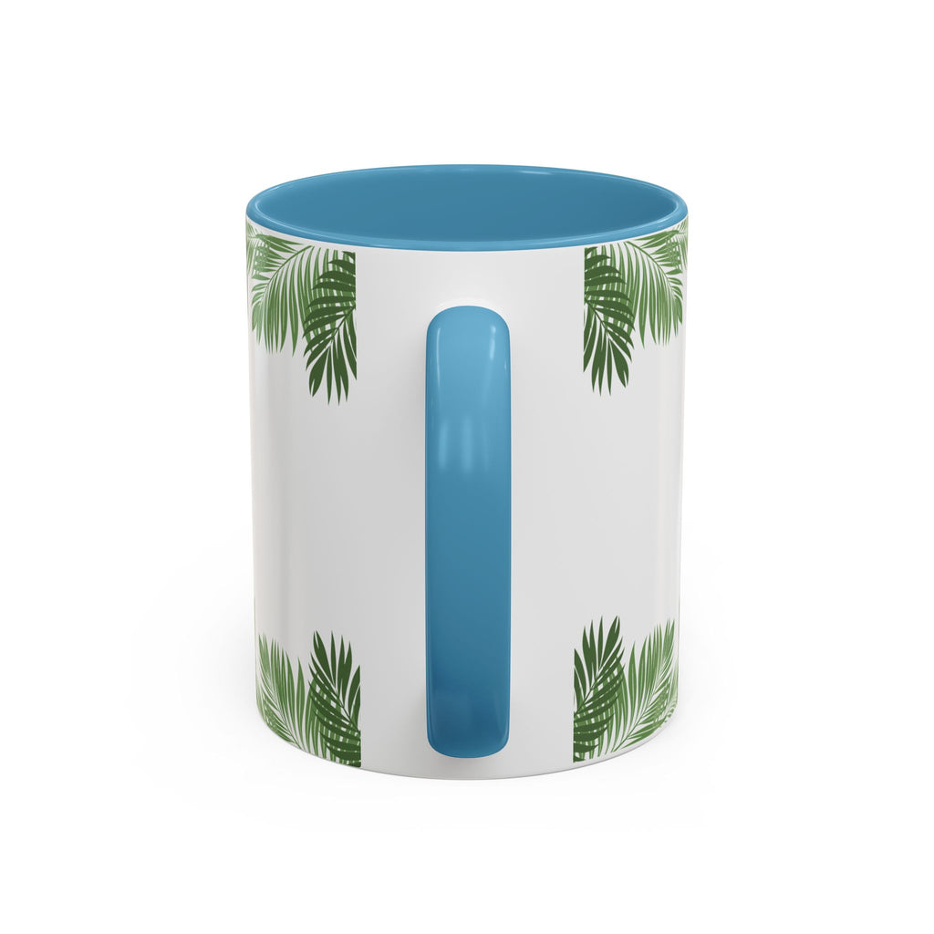Tropical Palm Coffee Mug — Beachy Accent Mug with Palm Leaves (11oz)