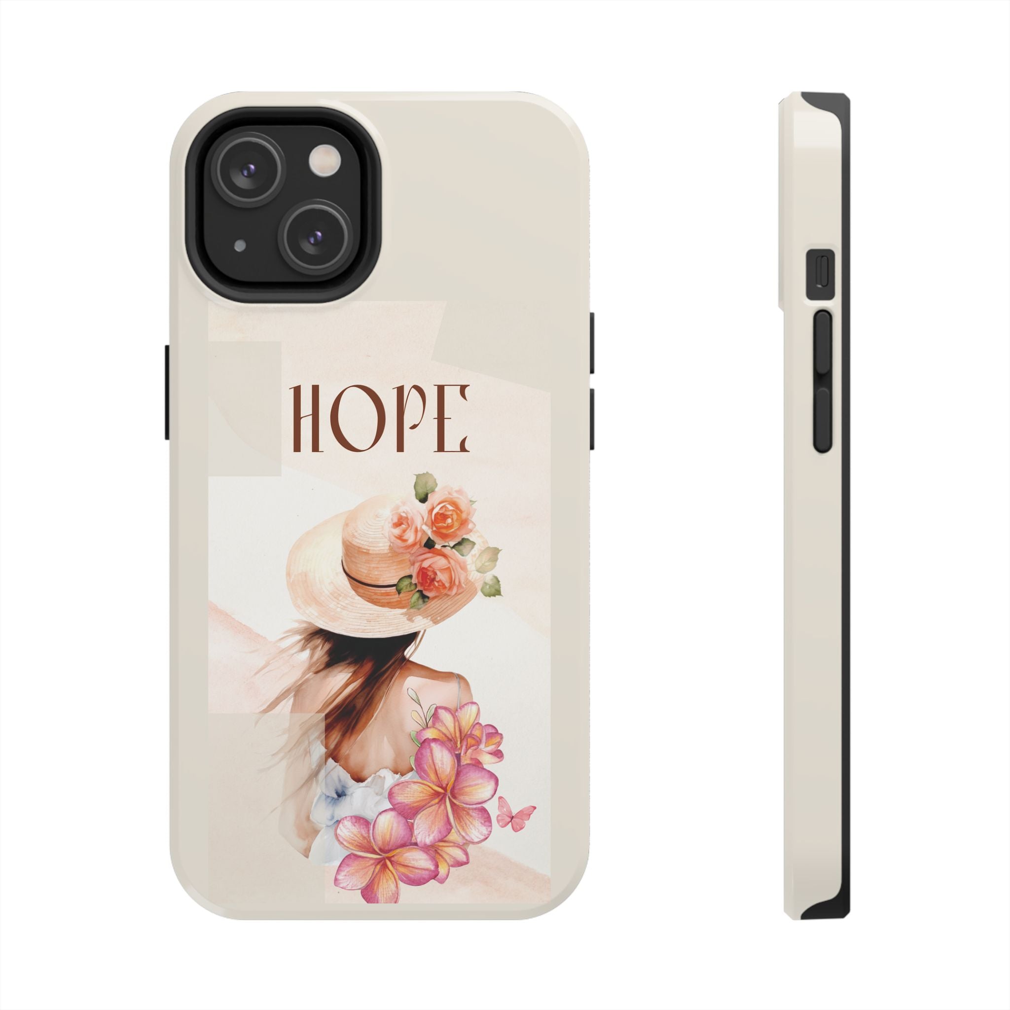 Hope Floral Tough Phone Case — Protective iPhone Case with Watercolor Girl & Flowers