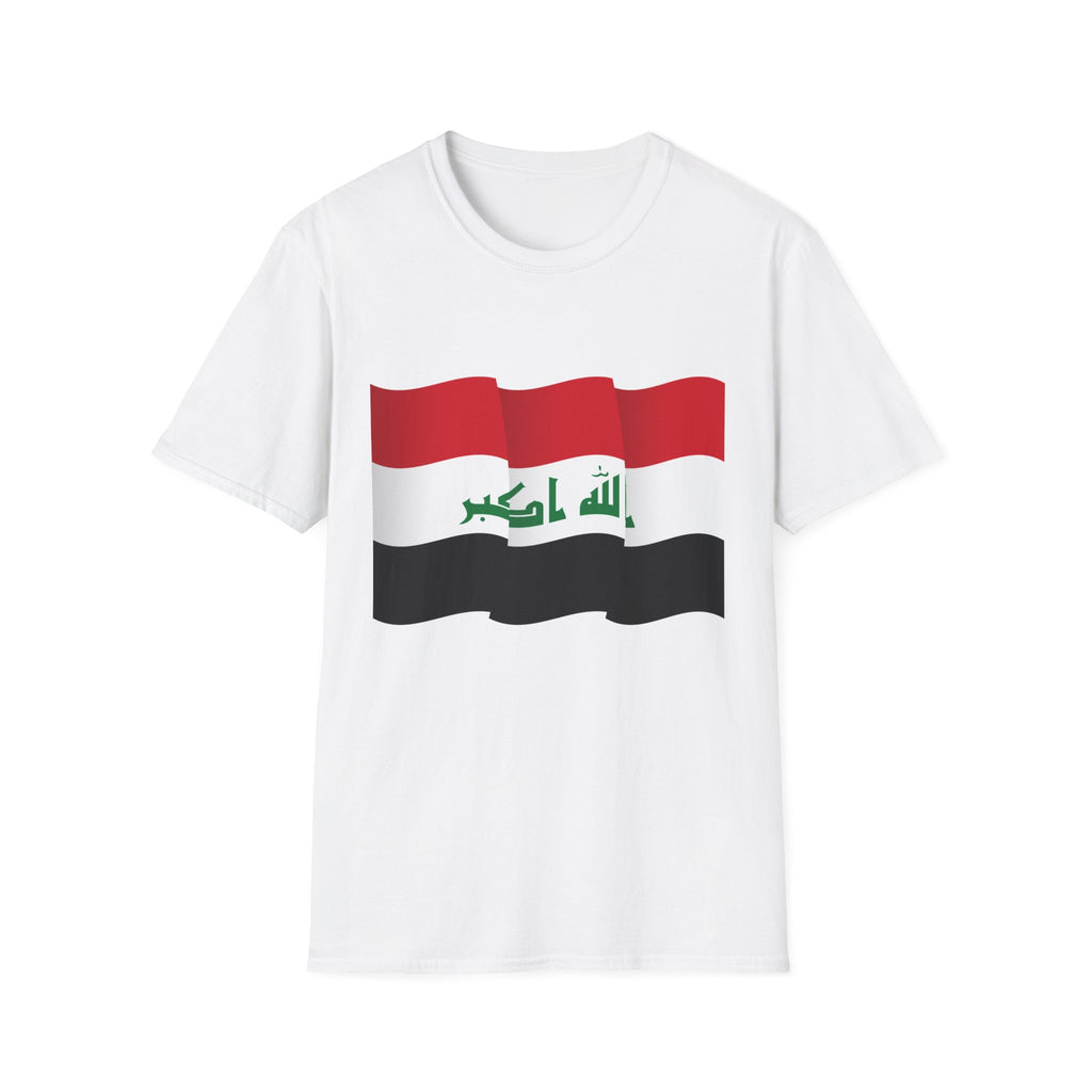 Iraq Flag T-Shirt — Waving Flag Design with Arabic 'Allahu Akbar'