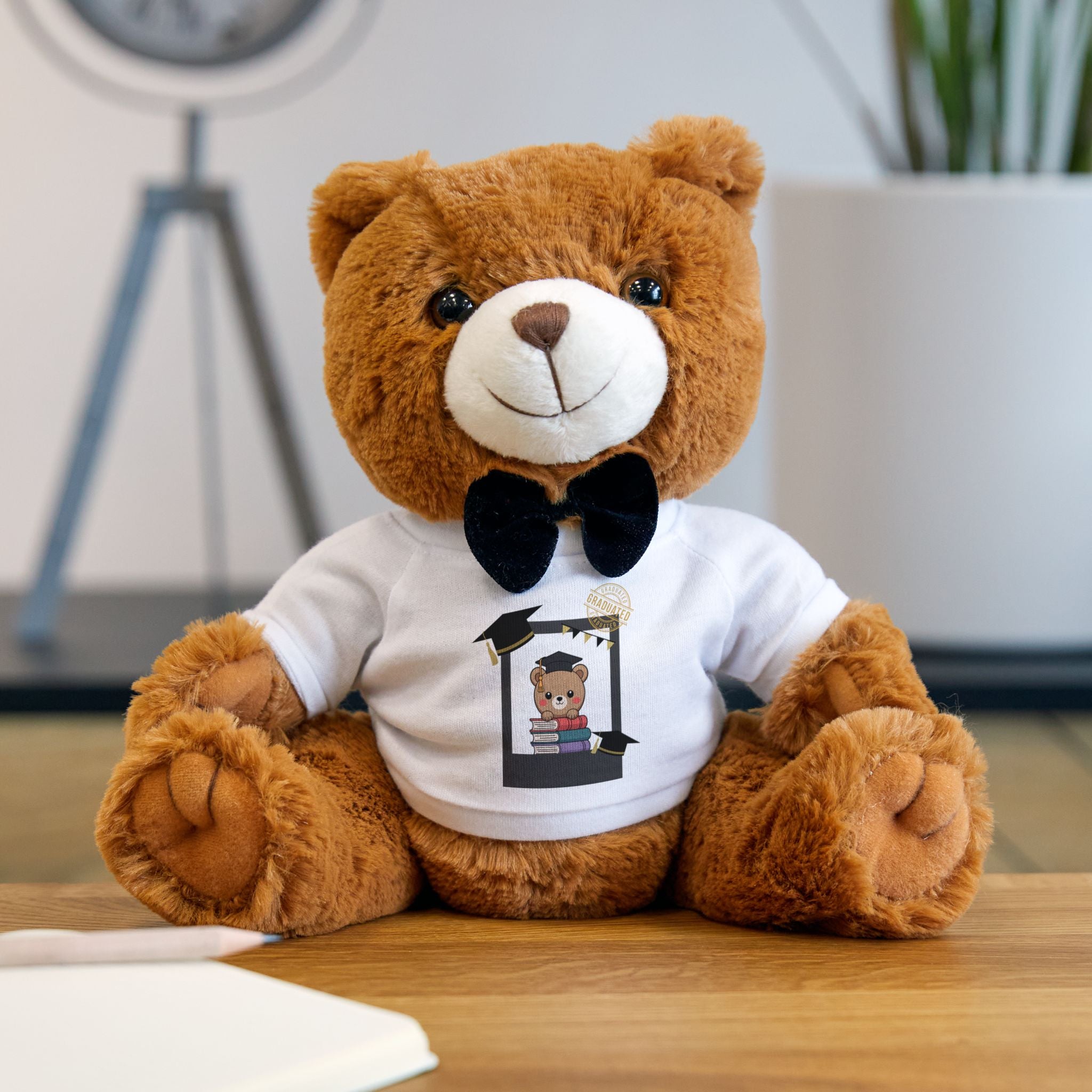 Graduation Teddy Bear with Custom T‑Shirt — Cute Plush Gift for Grad