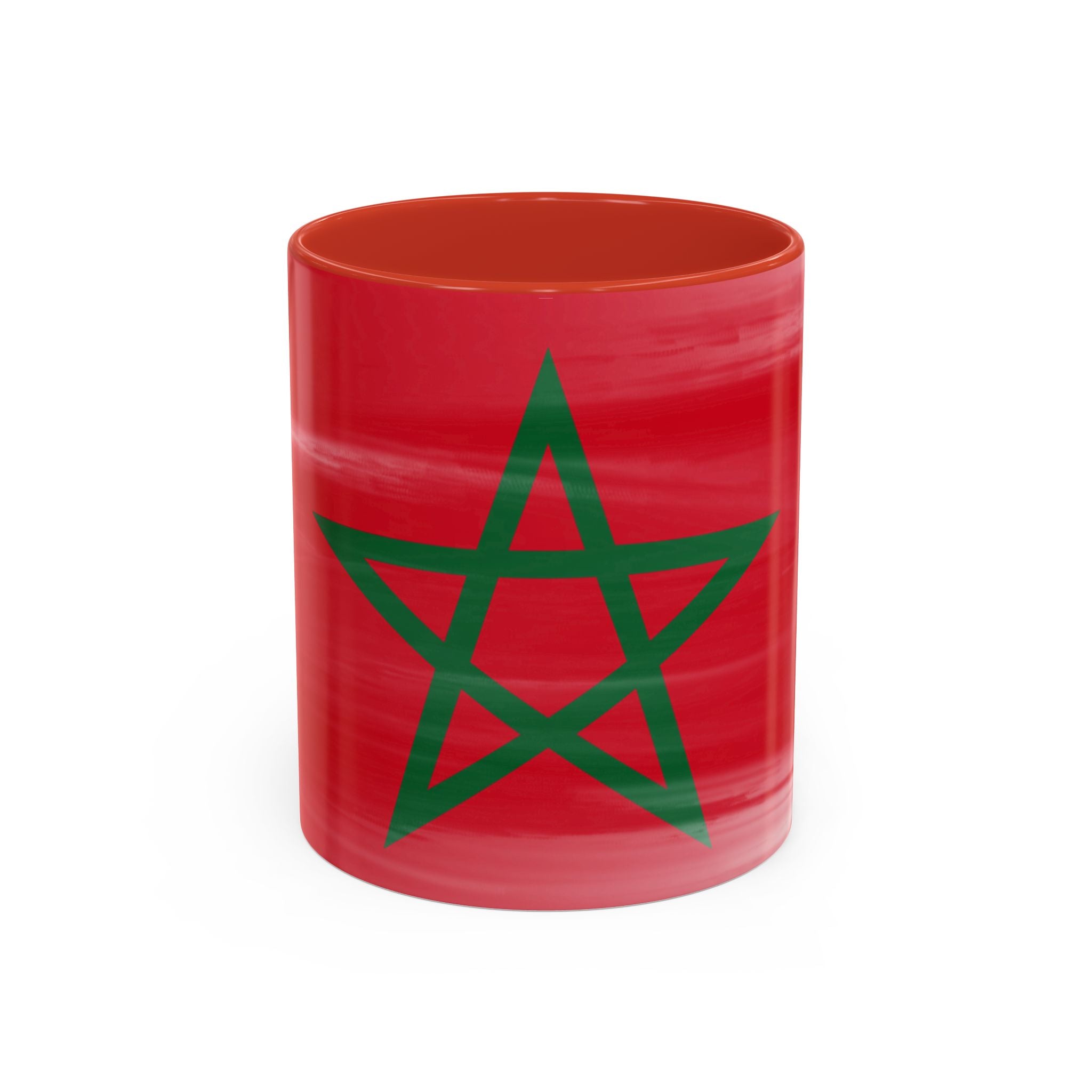 Morocco Flag Accent Coffee Mug — Red & Green Moroccan Star Design (11/15oz)