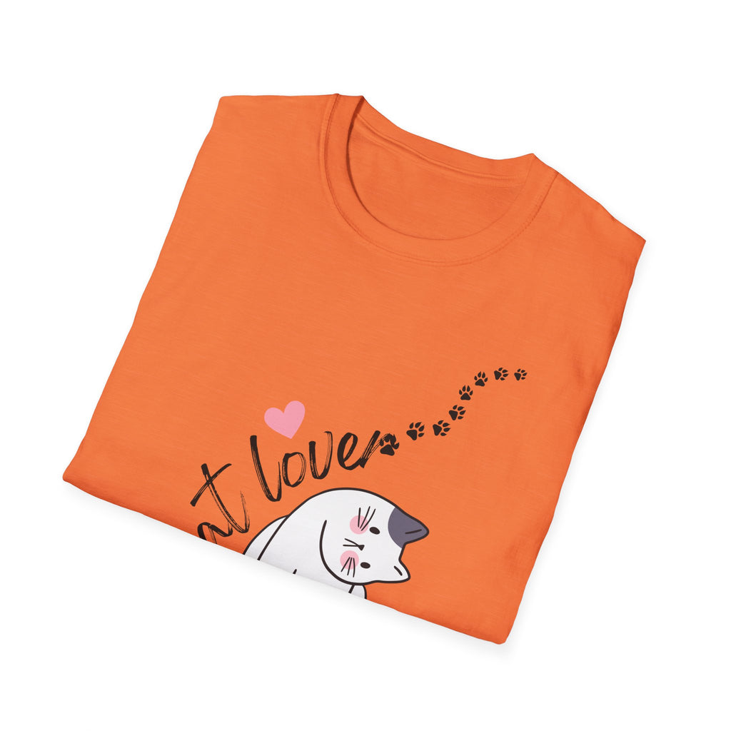 Cat Lover T-Shirt – Cute Heart & Pawprint Kitten Graphic