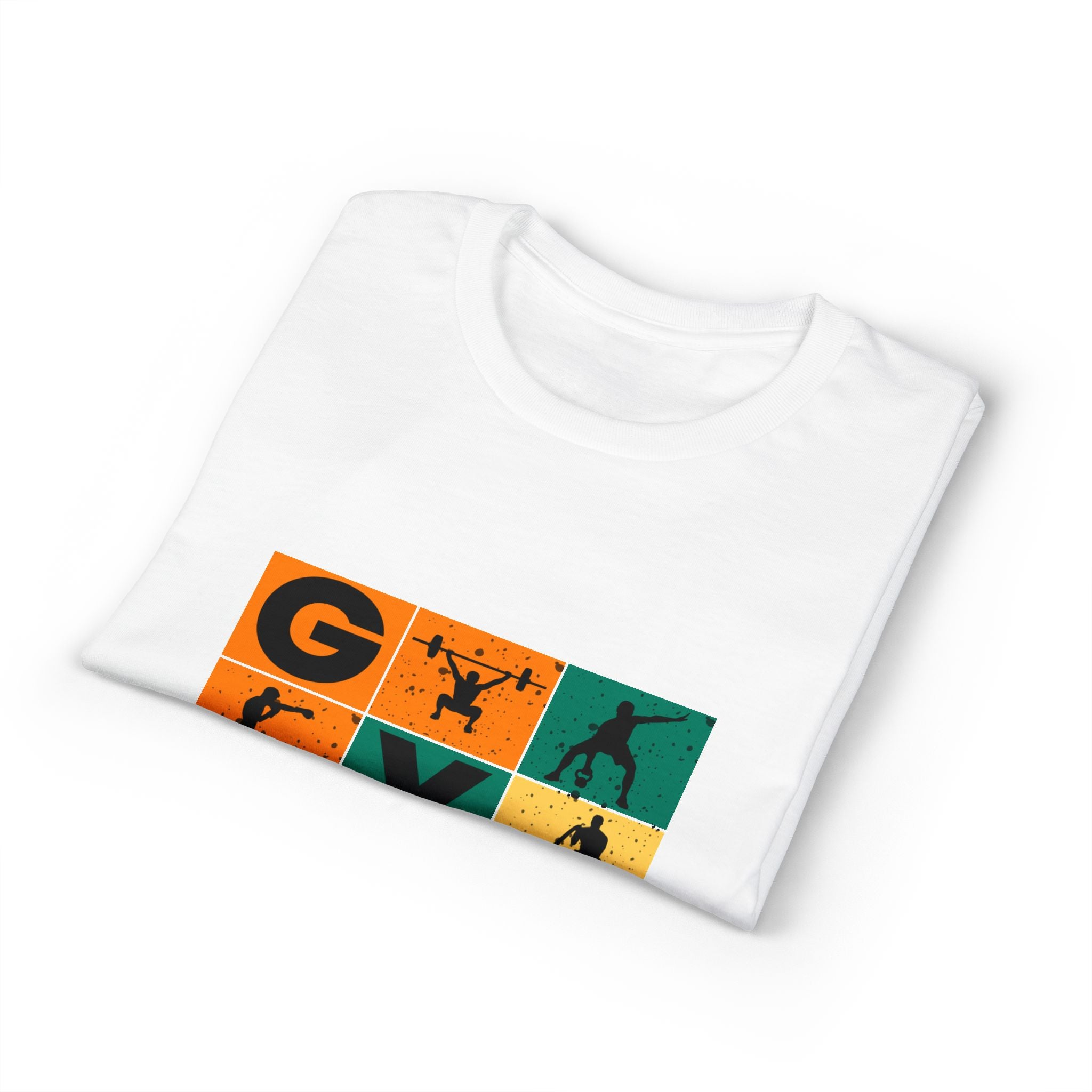 Gym Blocks Graphic T-Shirt — Retro Fitness Silhouette Tee