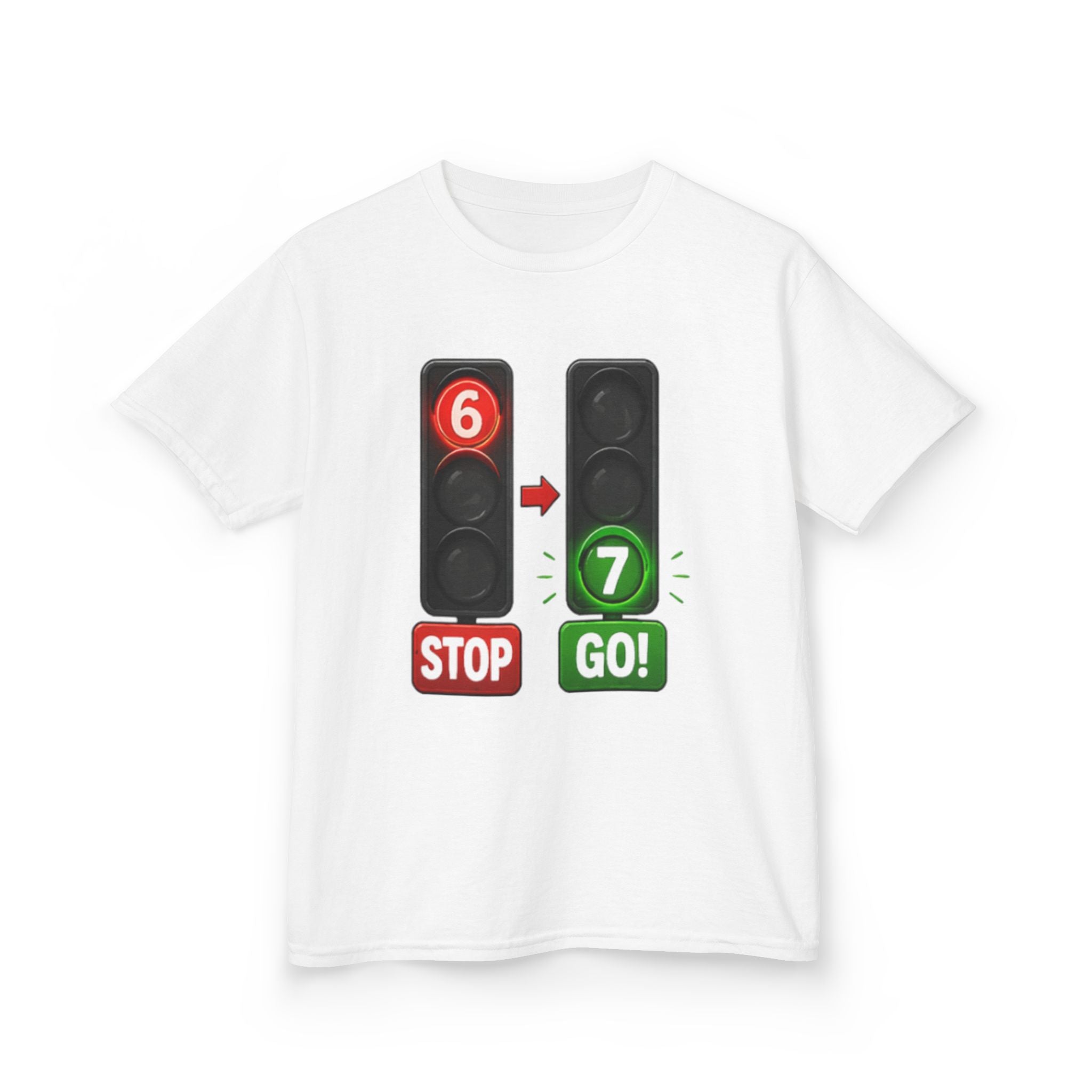 Kids T-Shirt "6 Stop → 7 Go!" Traffic Light Funny Counting Shirt 67