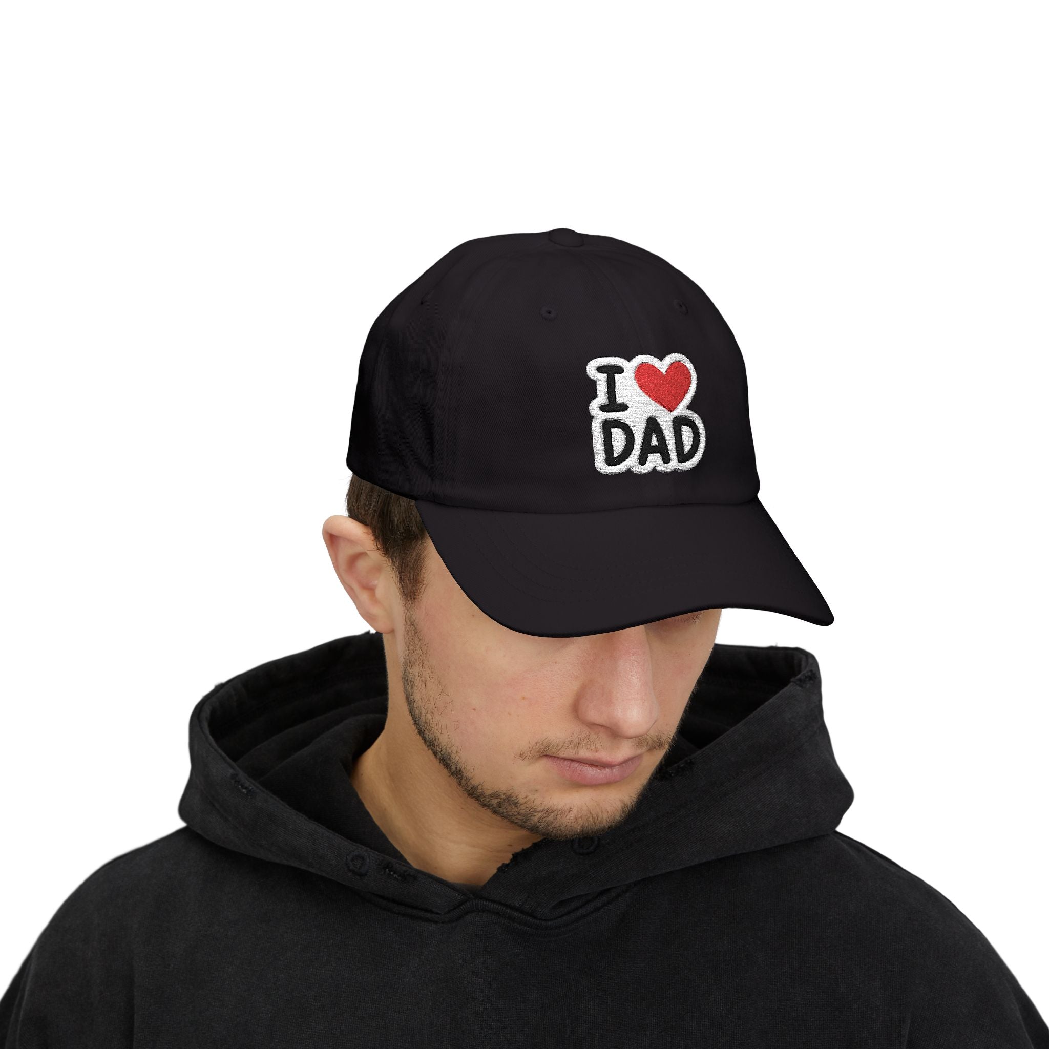 I  DAD Embroidered Dad Cap — Classic White Baseball Hat for Father’s Day