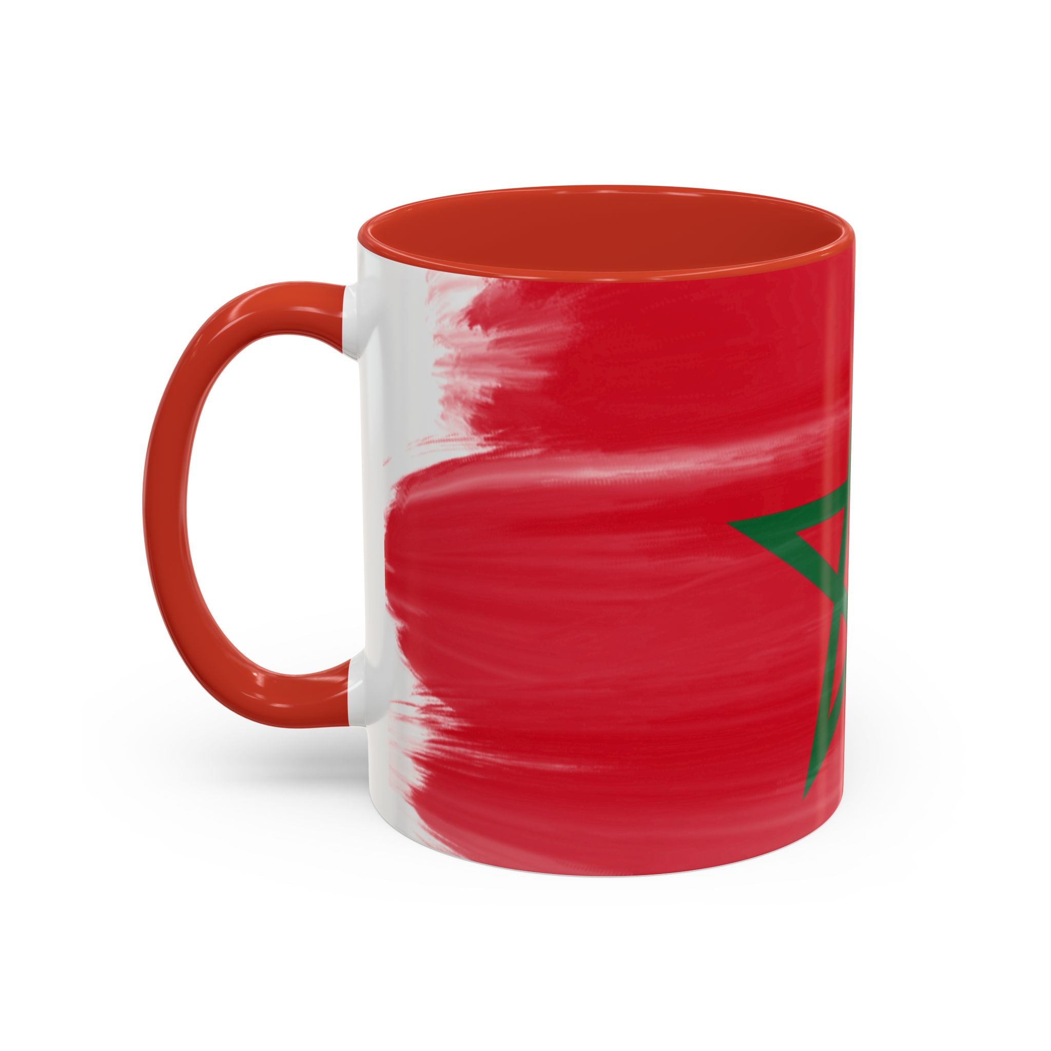 Morocco Flag Accent Coffee Mug — Red & Green Moroccan Star Design (11/15oz)