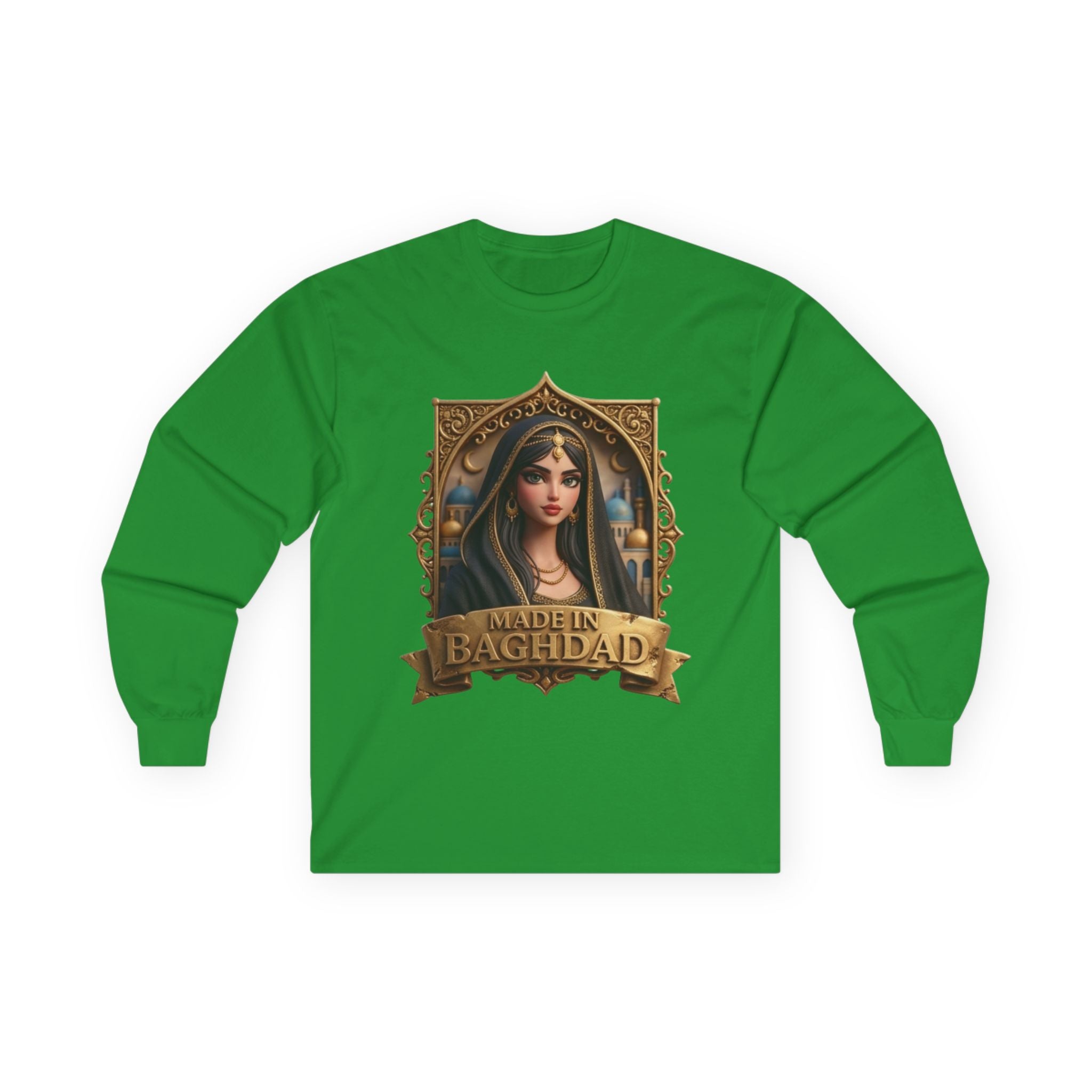 Baghdad Maiden Long Sleeve Tee — Vintage Middle Eastern Portrait Graphic