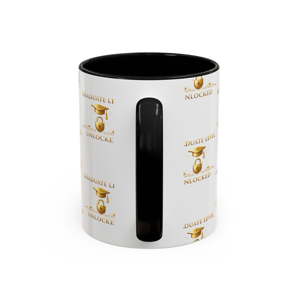 Graduation Level Unlocked Coffee Mug — Gold Cap Grad Gift (11/15oz)