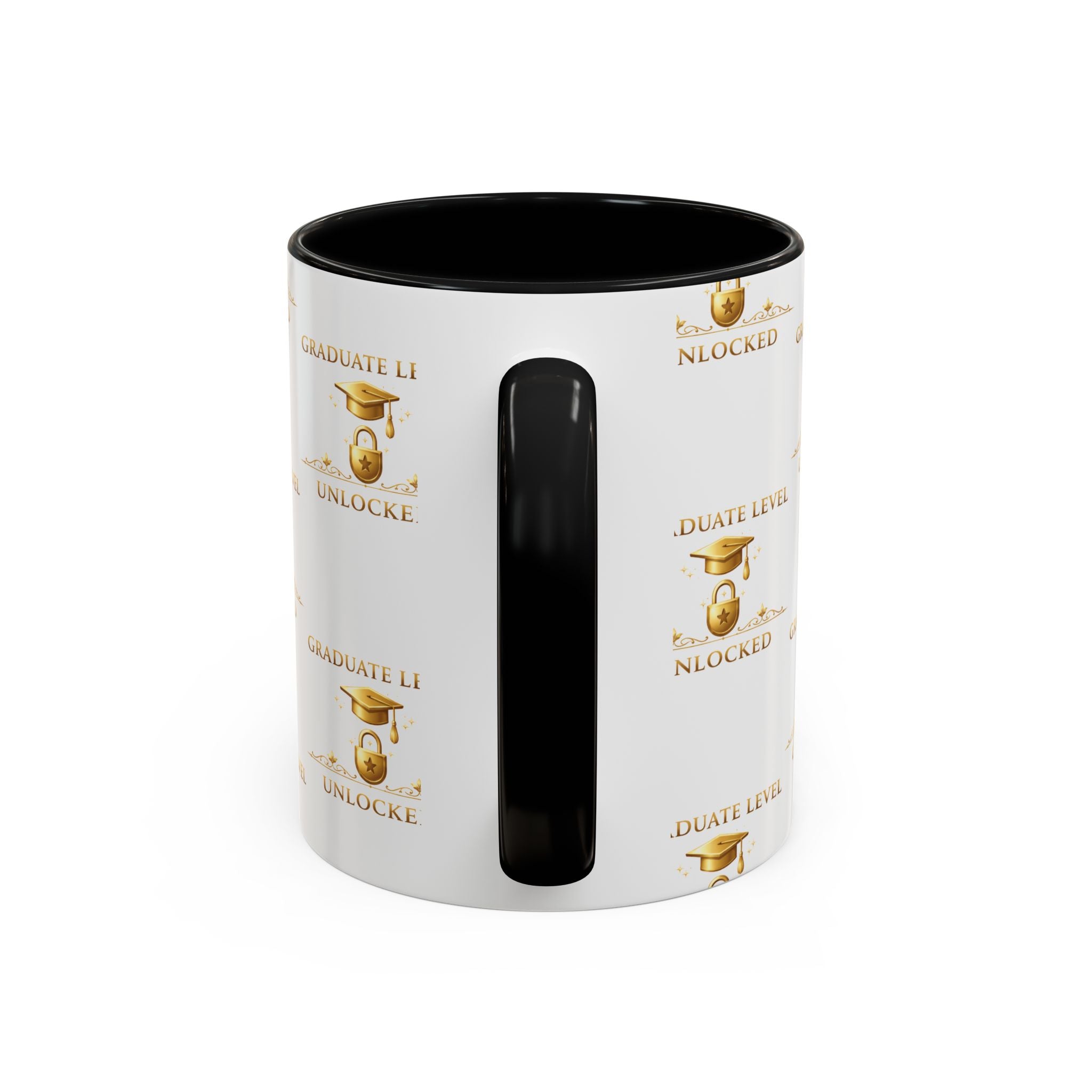 Graduation Level Unlocked Coffee Mug — Gold Cap Grad Gift (11/15oz)