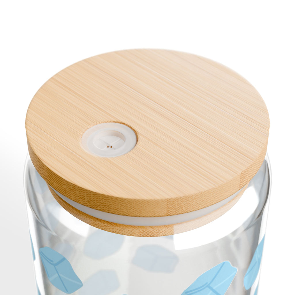 Hexagon Blue Pattern Sipper Glass — 16oz Reusable Straw Tumbler